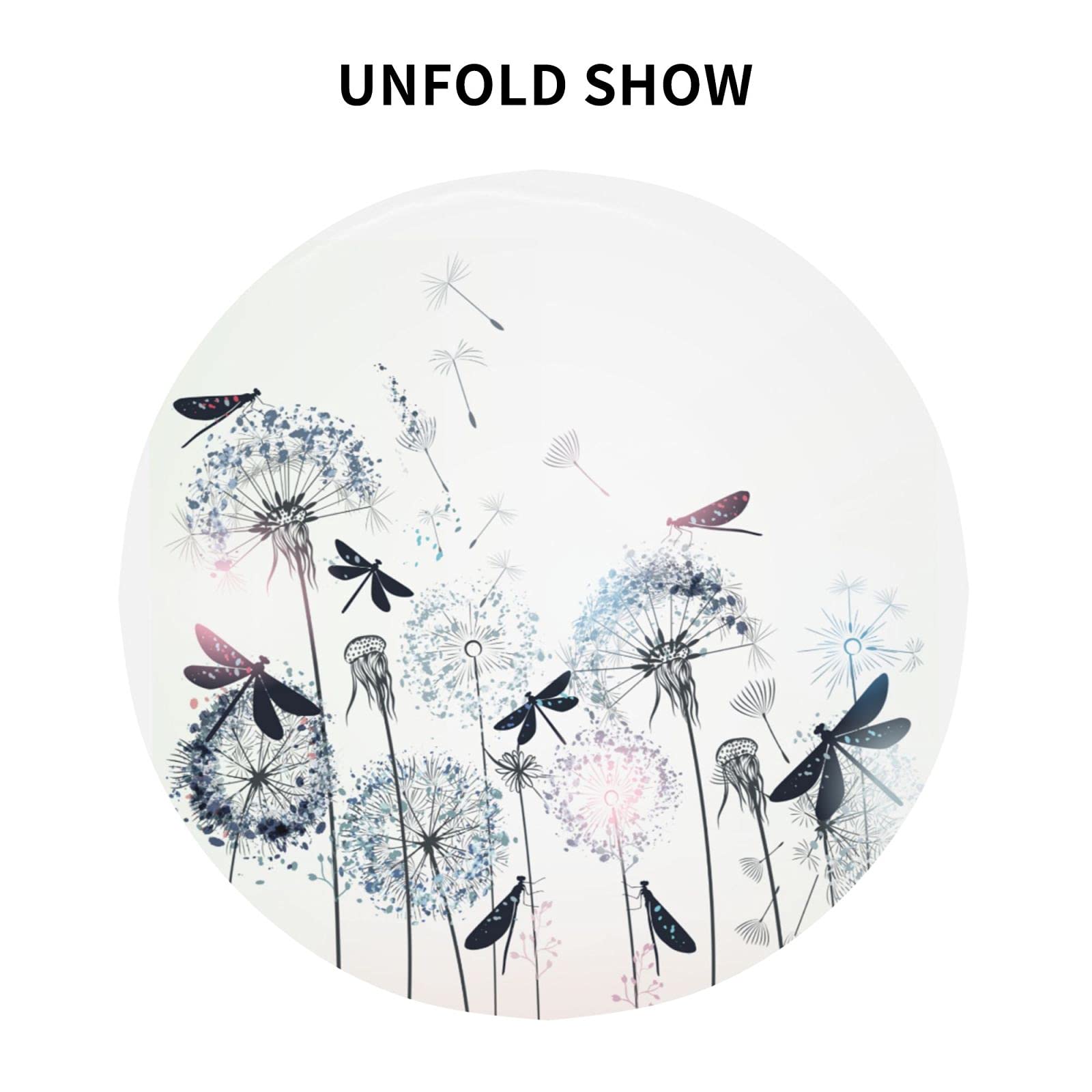 FREEHOTU Elegant Floral Dragonfly Round Tablecloth - Thickened Washable Table Cover for Kitchen, Dining, Party Decor (60 Inch) - Perfect for Daily Use, Holiday Gatherings & Outdoor Picnics
