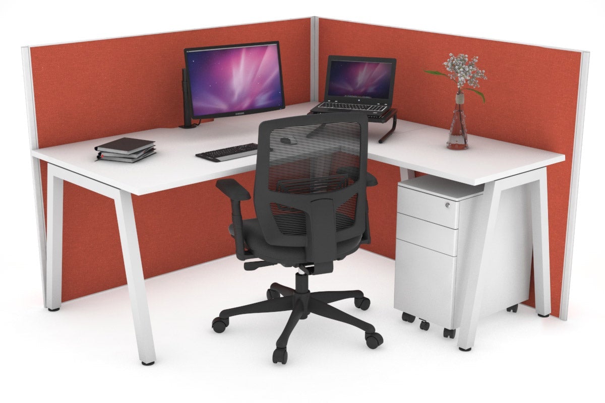 Horizon Quadro A Legs L-Shaped Corner Office Desk - 1800L x 1550W with Cable Management - Perfect for Home Office & Workspace Setup