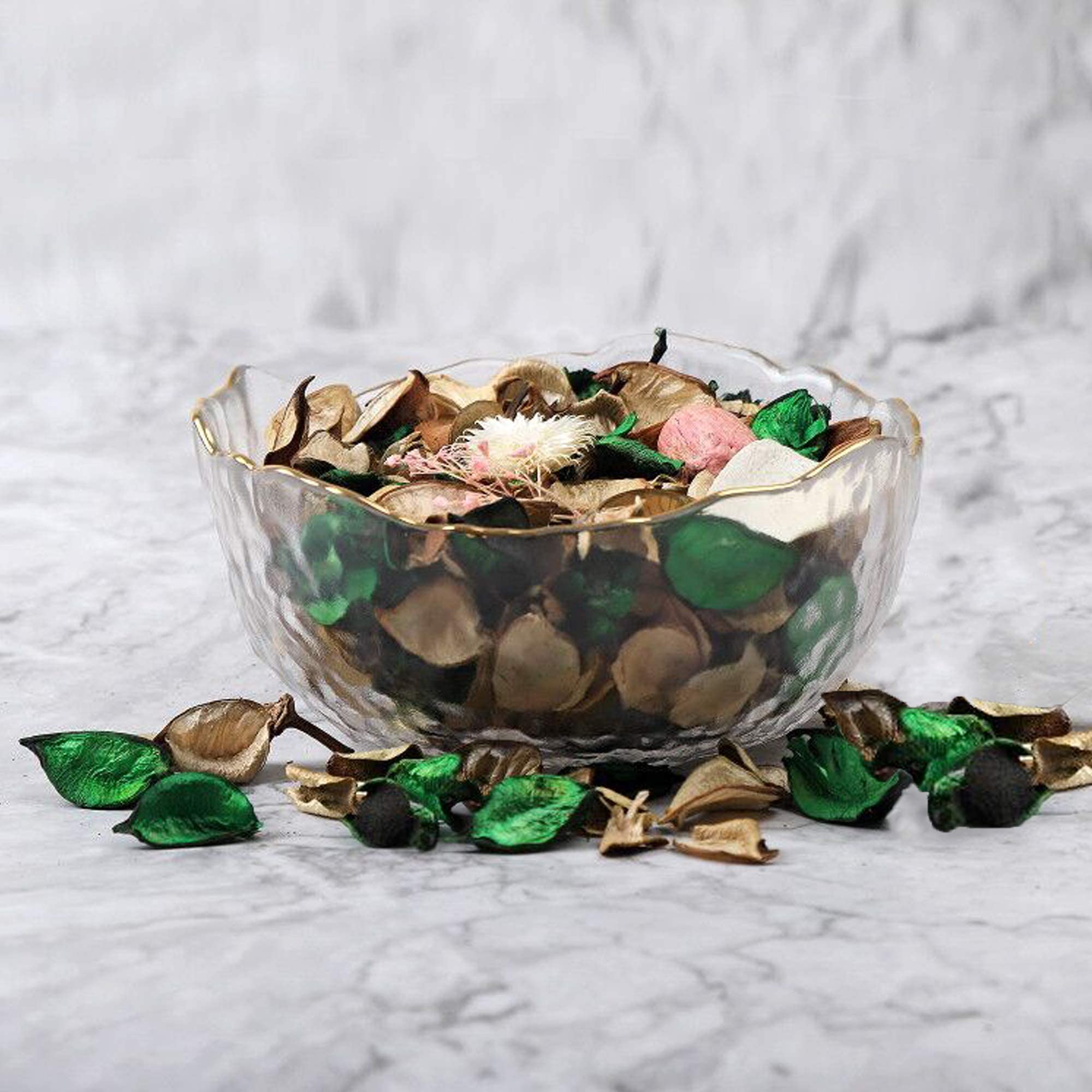 Qingbei Rina White Potpourri Bags - Jasmine Scented Bowl Filler, Spring Decorative Dried Flower Petals for Home Fragrance Sachets | 8.4oz/2 Bags | Perfect for Bathroom Decor, Living Room Aromatherapy & Wedding Centerpieces