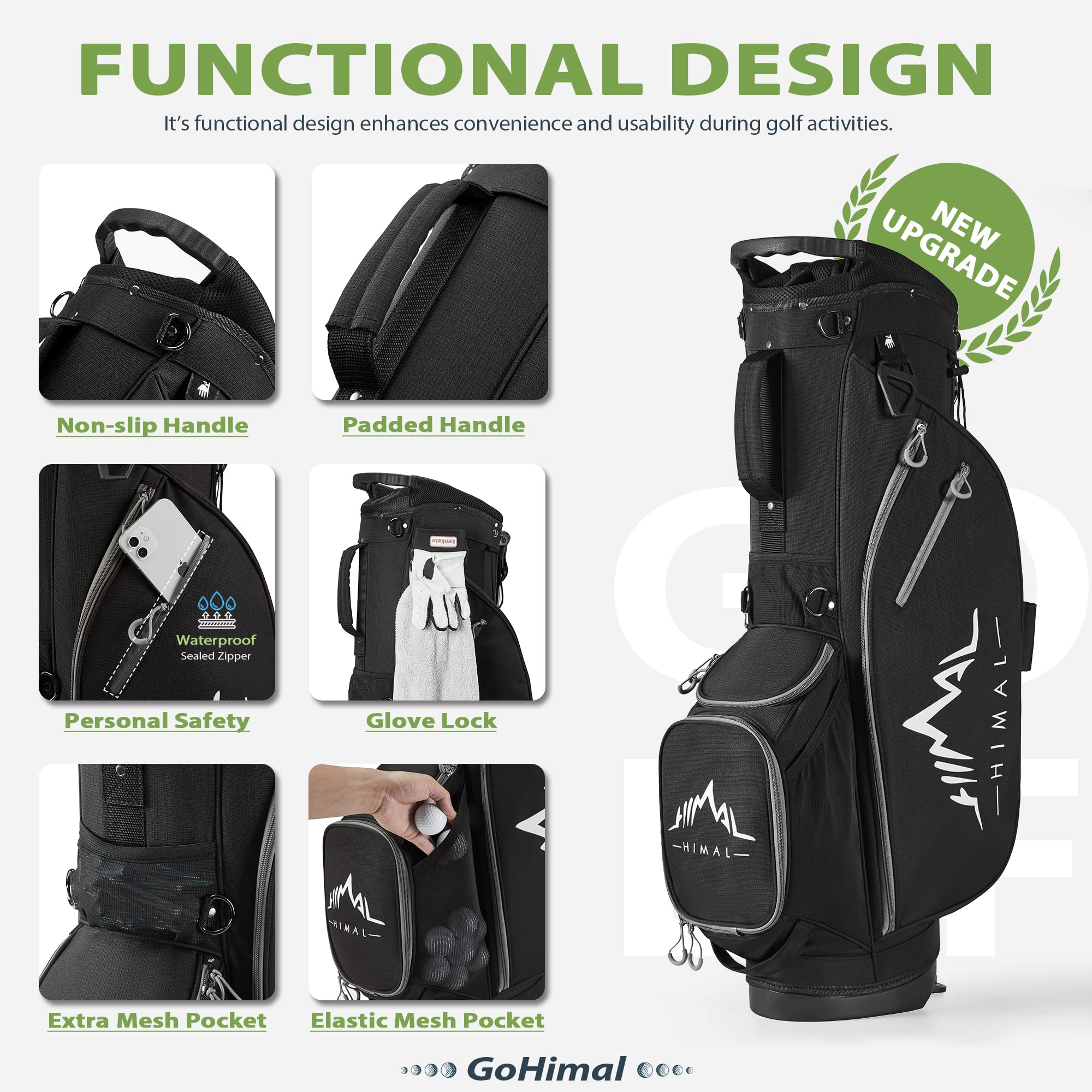 14-Way Golf Stand Bag - Lightweight & Durable Golf Club Bag for Men & Women - Perfect for Walking the Course & Weekend Golfers