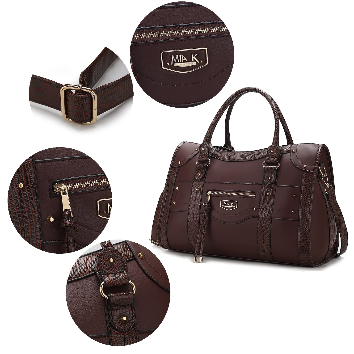 MKF Collection Women's PU Leather Duffle Bag - Large Cute Weekender Overnight Travel Bag for Carry On Luggage | Perfect for Gym, Weekend Getaways & Sleepovers