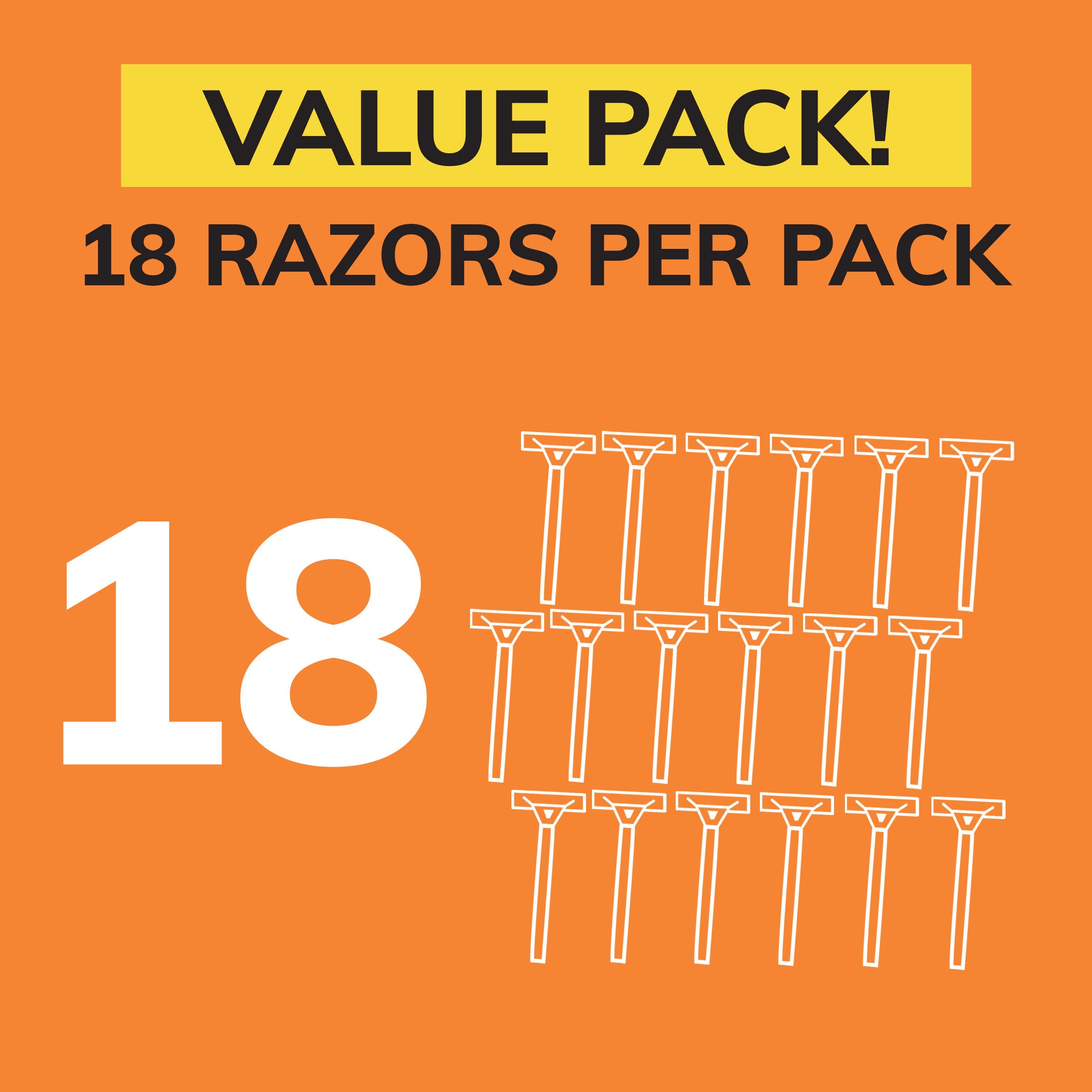 BIC Sensitive 2 Disposable Razors for Men - 18 Count Value Pack with 2 Blades for Sensitive Skin | Smooth Shaving for Daily Use & Travel | Gentle on Face, Neck & Body