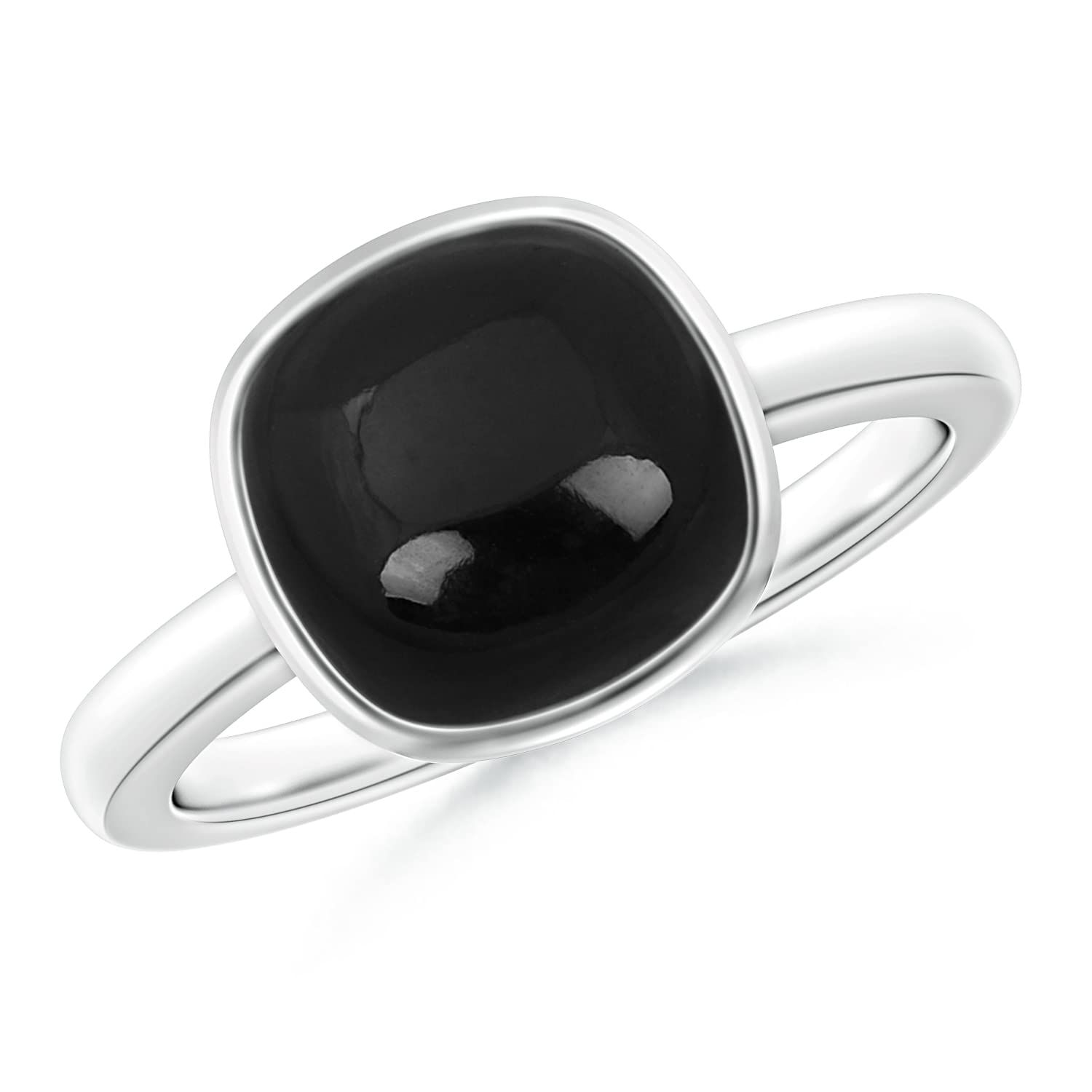 9mm Black Onyx Bezel-Set Cushion Solitaire Ring for Women | Elegant Statement Jewelry for Evening Wear, Weddings & Special Occasions