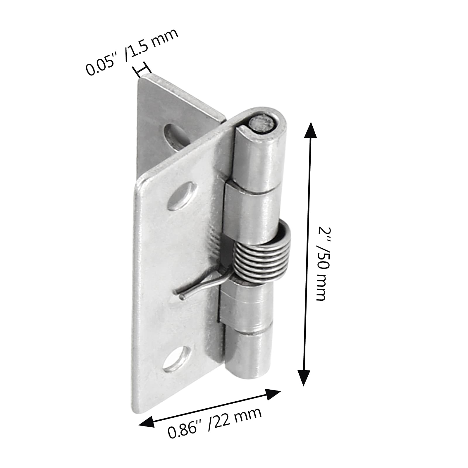 Luomorgo 4-Pack 2 Inch Stainless Steel Spring Loaded Cabinet Hinges - Self Closing Heavy Duty Hinges for Kitchen Cabinets, Bathroom Vanities & Furniture Doors (4 Pieces)