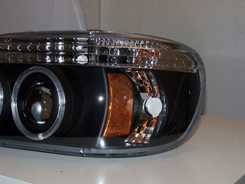 Dual LED Halo Projector Headlights - Black - Compatible with 1995-2001 Ford Explorer - High Performance Car Lighting for Night Driving & Off-Road Adventures