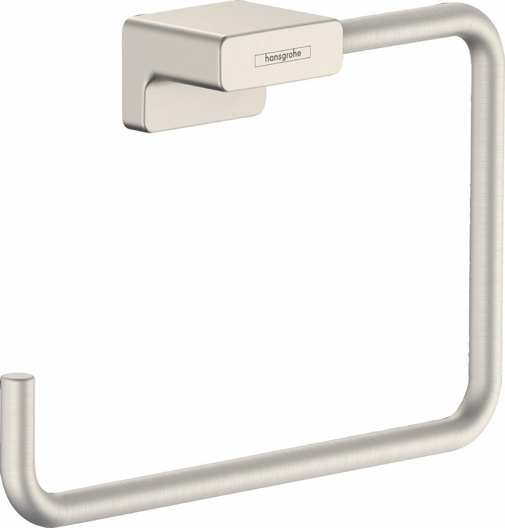 Hansgrohe AddStoris Brushed Nickel Towel Ring 41754820 - Bathroom Accessory for Modern & Luxury Home Decor