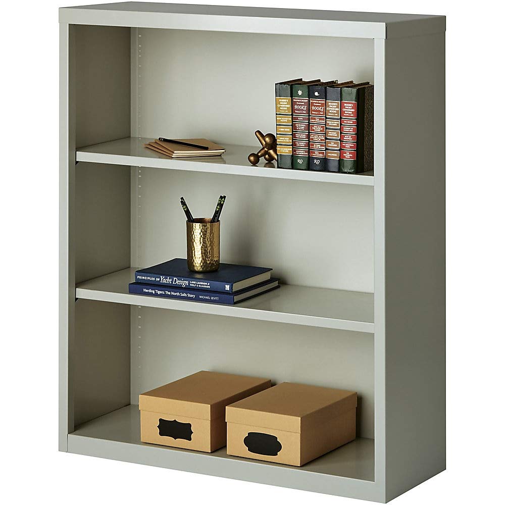 Lorell LLR41283 Fortress Series Steel Bookcase - Light Gray Office Storage Cabinet, 34.5