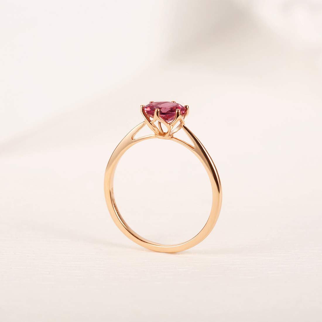 AGVANA 14K Solid Rose Gold 0.85Ct Genuine Pink Tourmaline Promise Ring for Women - October Birthstone Engagement Ring, Fine Jewelry for Anniversary, Birthday, Mother's Day - Perfect Gift for Wife, Mom, Lover - Size 5-8 - Ideal for Proposals, Weddings & Special Occasions