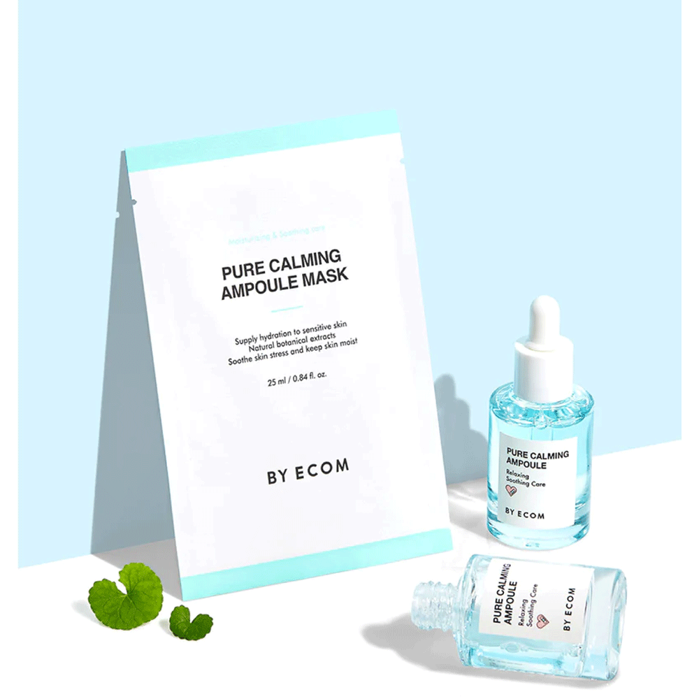 BY ECOM Pure Calming Ampoule Face Mask 7-Pack - Hydrating & Soothing Sheet Mask for Sensitive Skin - Perfect for Daily Skincare Routine & Relaxation