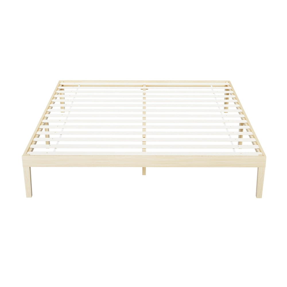 Bruno Minimalist King Solid Pinewood Bed Frame - Sturdy & Eco-Friendly Wooden Bed for Modern Bedrooms | Perfect for Master Suites, Guest Rooms & Minimalist Home Decor