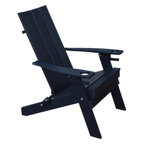 A & L Furniture Poly Hampton Folding Adirondack Chair with 2 Cup Holders - Outdoor Patio, Garden, Poolside, and Beach Relaxation