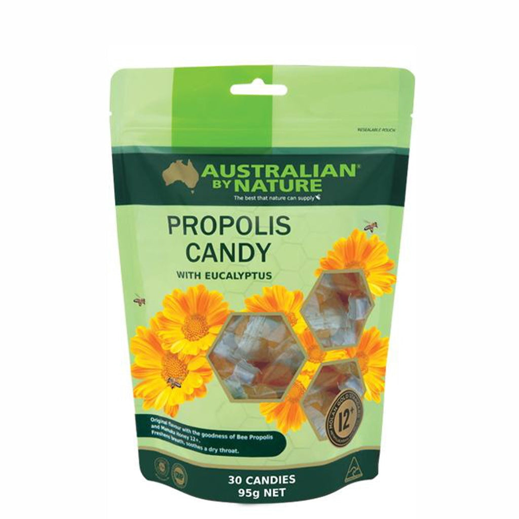 Australian By Nature Propolis Candy with Eucalyptus - Natural Immune Support & Soothing Throat Drops for Cough Relief, Travel & Daily Wellness