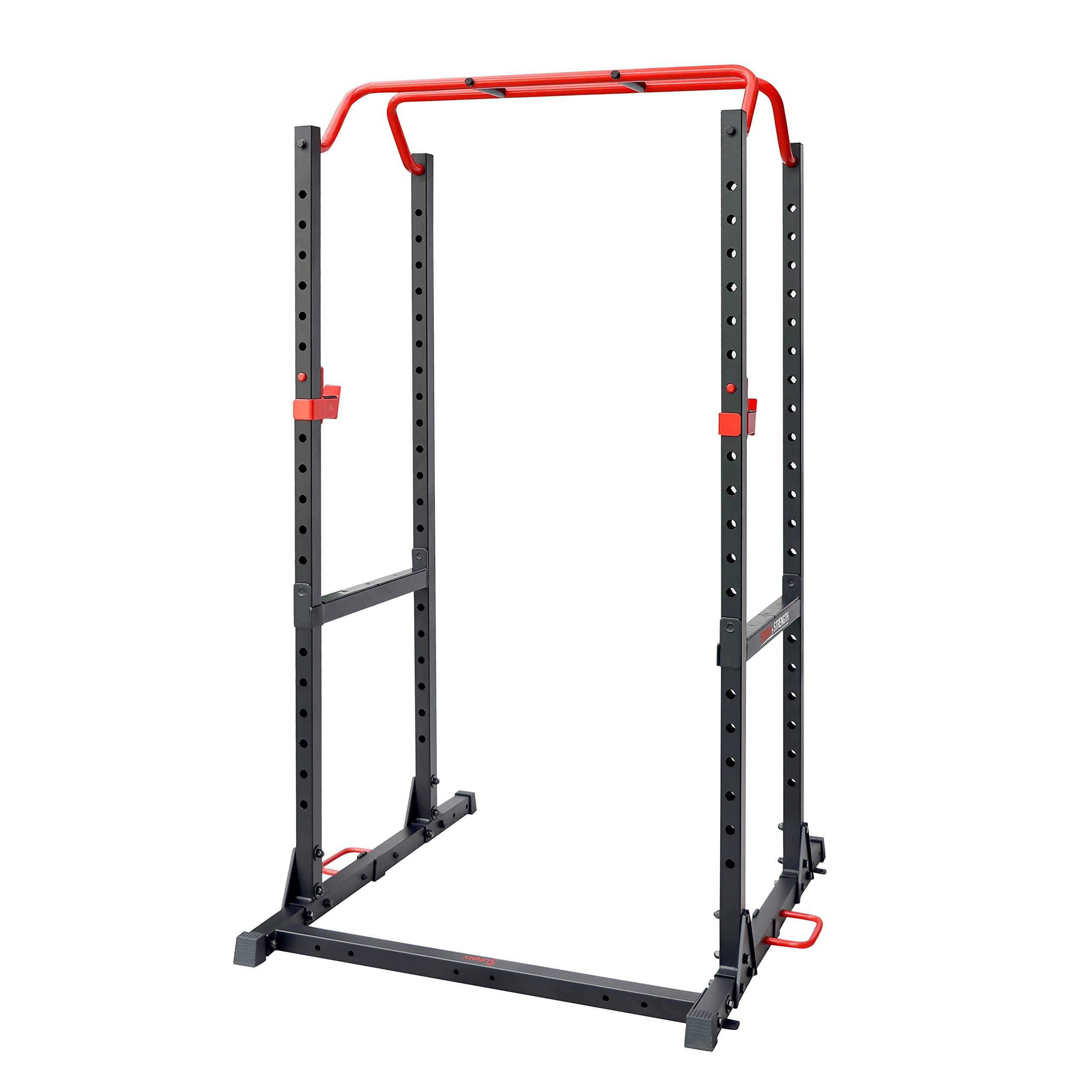 Sunny Health & Fitness Power Cage & Squat Rack - Heavy Duty 1000lb Capacity with J-Hooks, Adjustable Pull-Up Bar, Weight Plate Storage & Resistance Band Posts | Home Gym Strength Training Equipment for Weightlifting, CrossFit & Bodybuilding