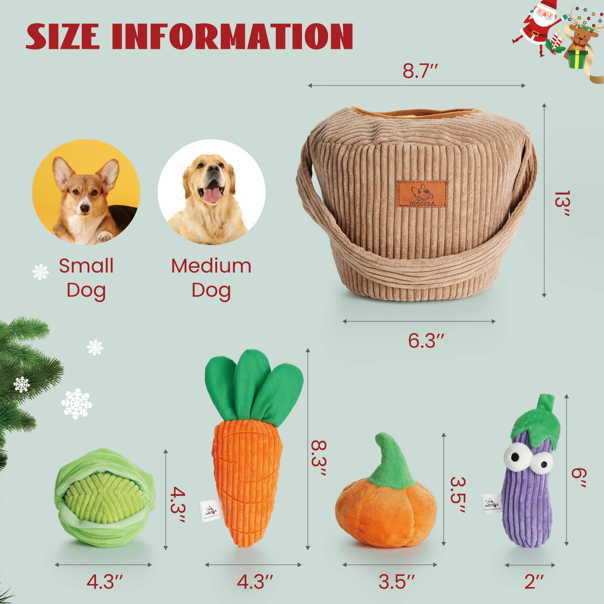 Nocciola Small Dog Toys - 15 Pack Durable Squeaky Plush Toys for Puppies & Medium Dogs, Grocery Bag Fruits & Veggies Chew Toys for Aggressive Chewers, Interactive Cognitive Toys to Relieve Boredom - Perfect for Indoor Play, Training & Keeping Dogs Entertained