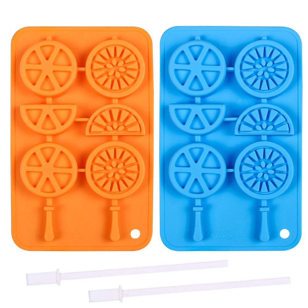 Webake Silicone Ice Cube Trays - 2 Pack Fruit Shaped Molds for Ice Cubes, Popsicles, Chocolate & Candy Making - Reusable Sticks Included - Perfect for Summer Drinks, Kids Snacks & DIY Party Treats