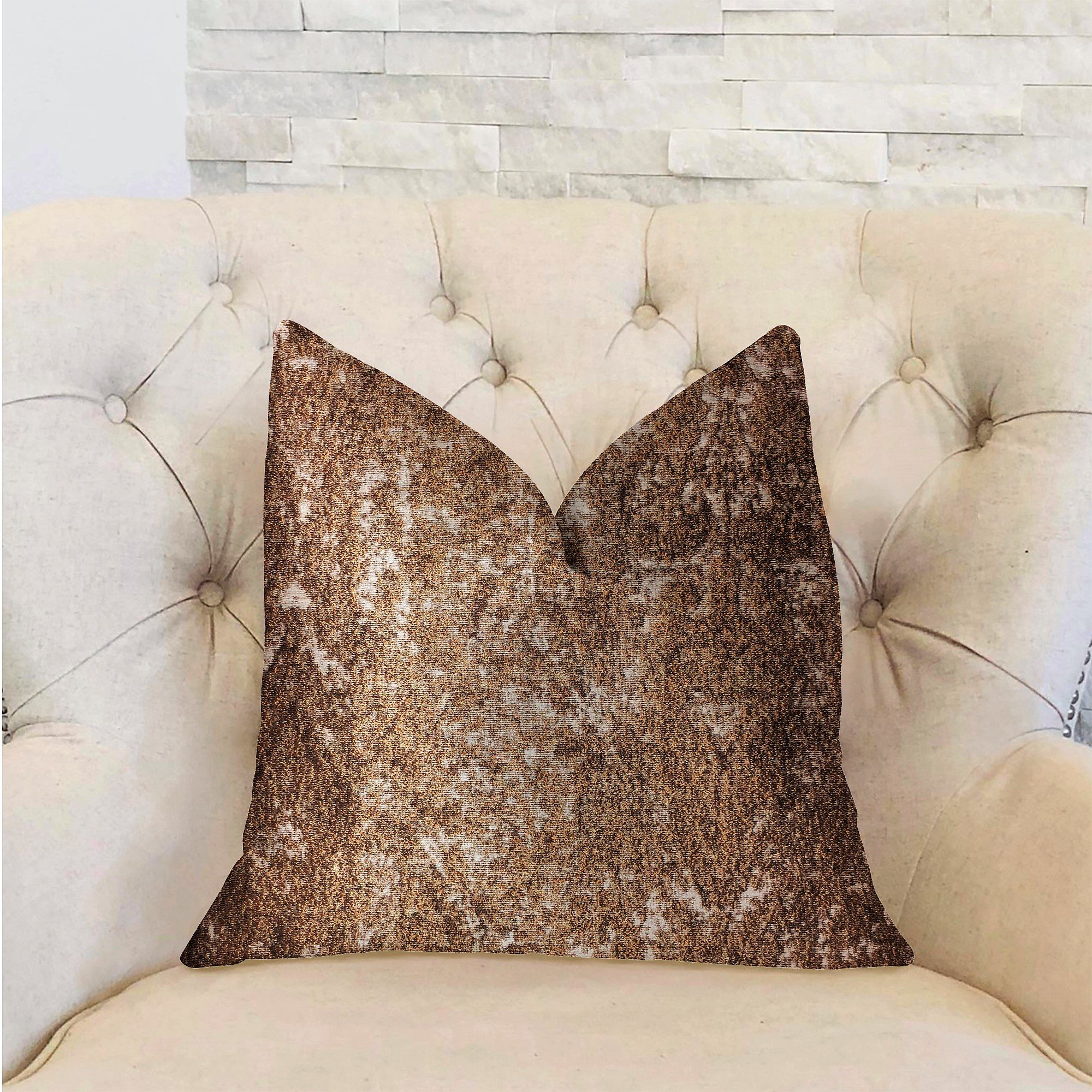 Plutus Chestnut Crush Luxury Throw Pillow 18x18 Inches - Soft Decorative Cushion for Sofa, Bed & Living Room Decor
