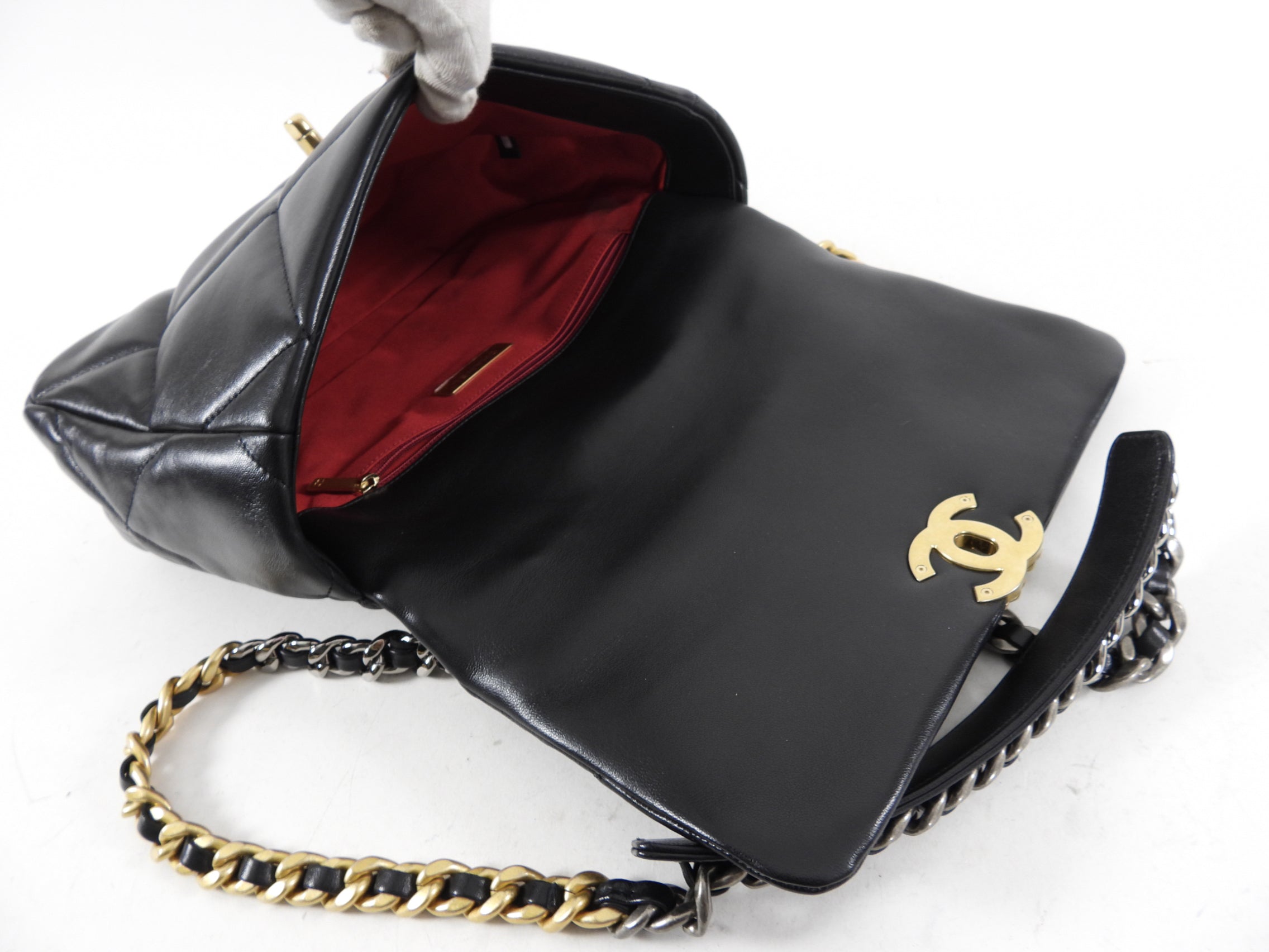 Chanel Black Quilted Leather 19 Chain Flap Bag - Luxury Designer Handbag for Women | Perfect for Evening Parties, Date Nights & Special Occasions