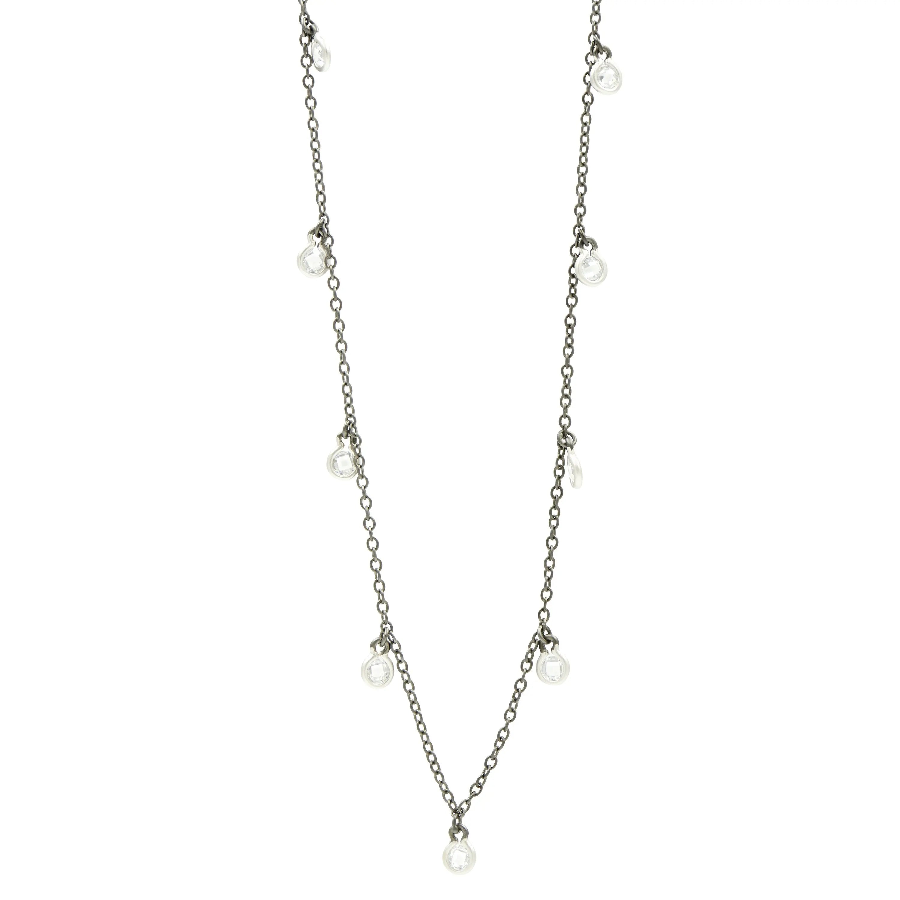 Elegant Bezel Droplet Strand Necklace - Dainty Layering Chain for Women, Perfect for Weddings, Date Nights & Special Occasions