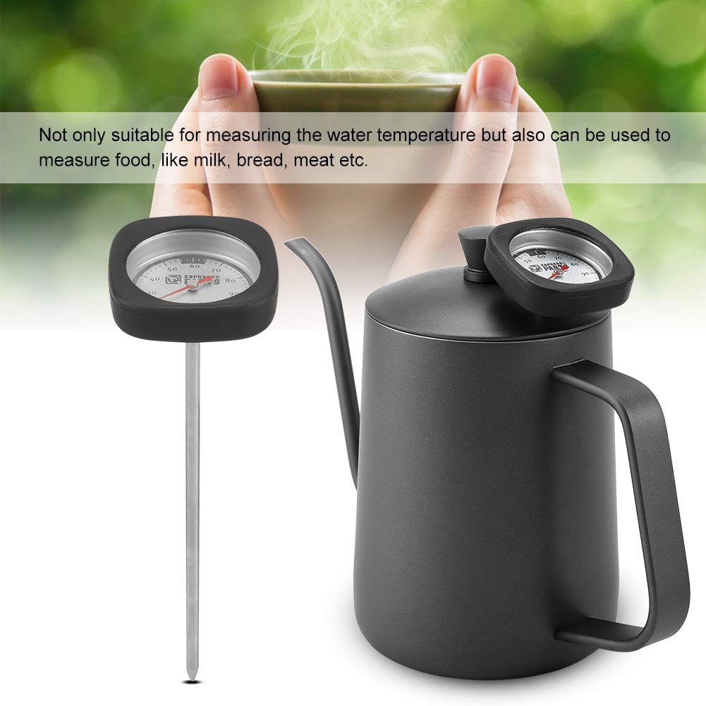 Premium 600ml Stainless Steel Gooseneck Coffee Kettle with Built-in Thermometer - Perfect for Pour Over Coffee, Tea Brewing & Home Kitchen Use (Black) - Ideal for Baristas, Coffee Enthusiasts & Home Brewing