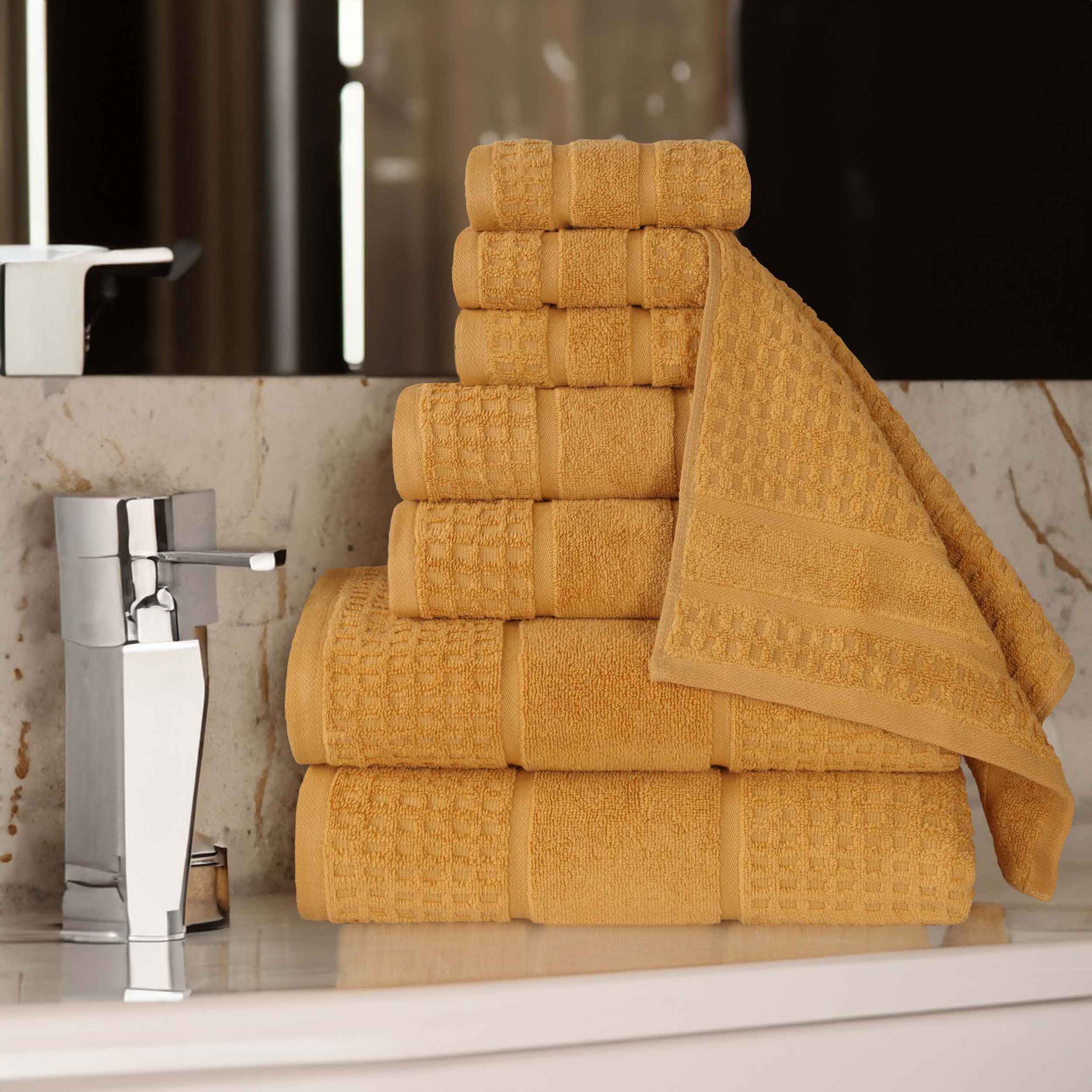 Premium 8-Piece Zero Twist Cotton Waffle Towel Set - Ultra Soft & Highly Absorbent Honeycomb Weave Bath Towels for Spa, Gym & Luxury Home Use