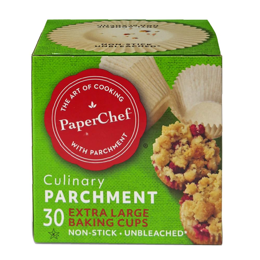 Extra Large Parchment Baking Cups - 30 Count Non-Stick Muffin Liners for Easy Release | Perfect for Cupcakes, Muffins & Baking Paper Cups