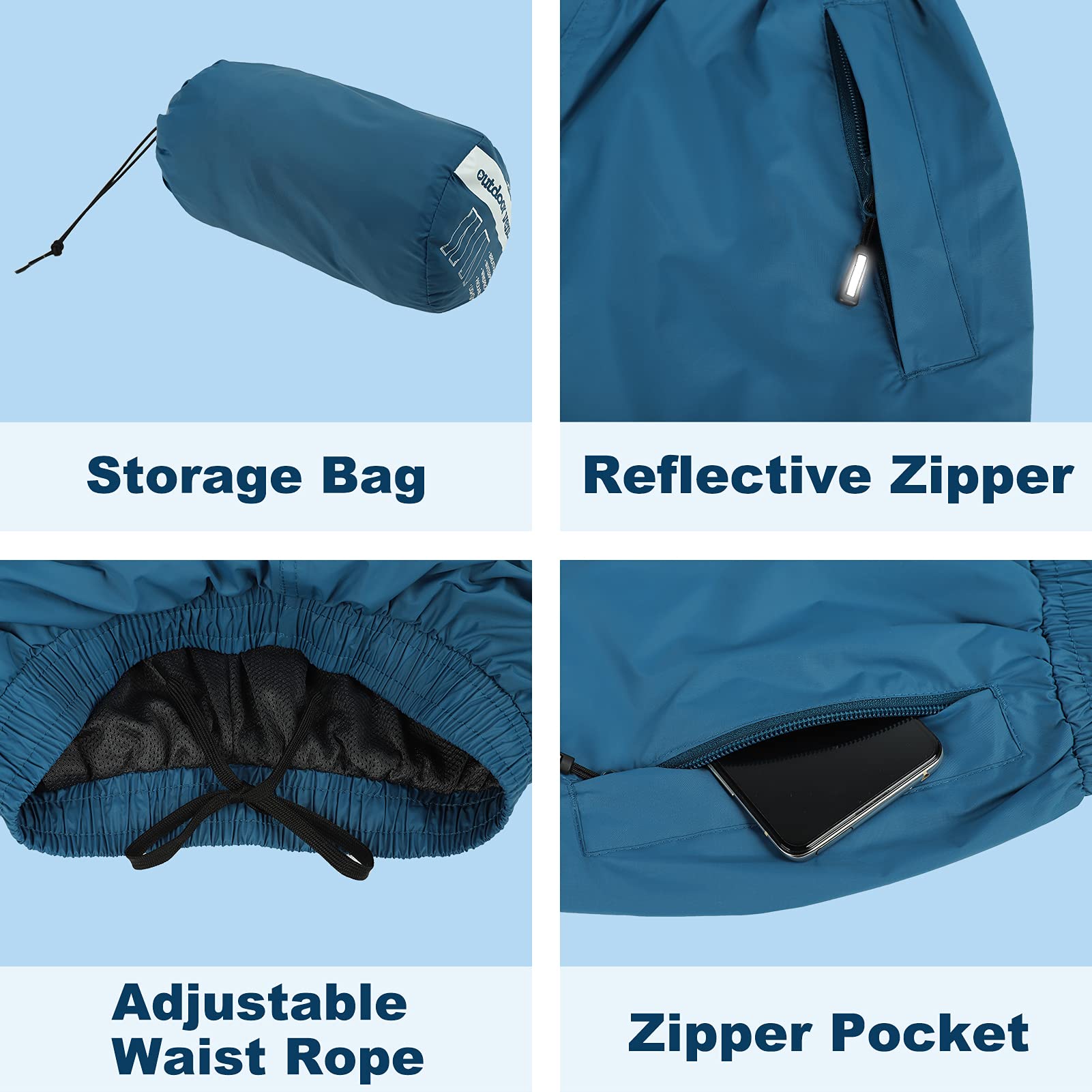 Outdoor Ventures Women's Waterproof Rain Pants - Packable Windproof & Breathable Hiking Pants for Outdoor Adventures - Perfect for Hiking, Camping, and Rainy Day Activities