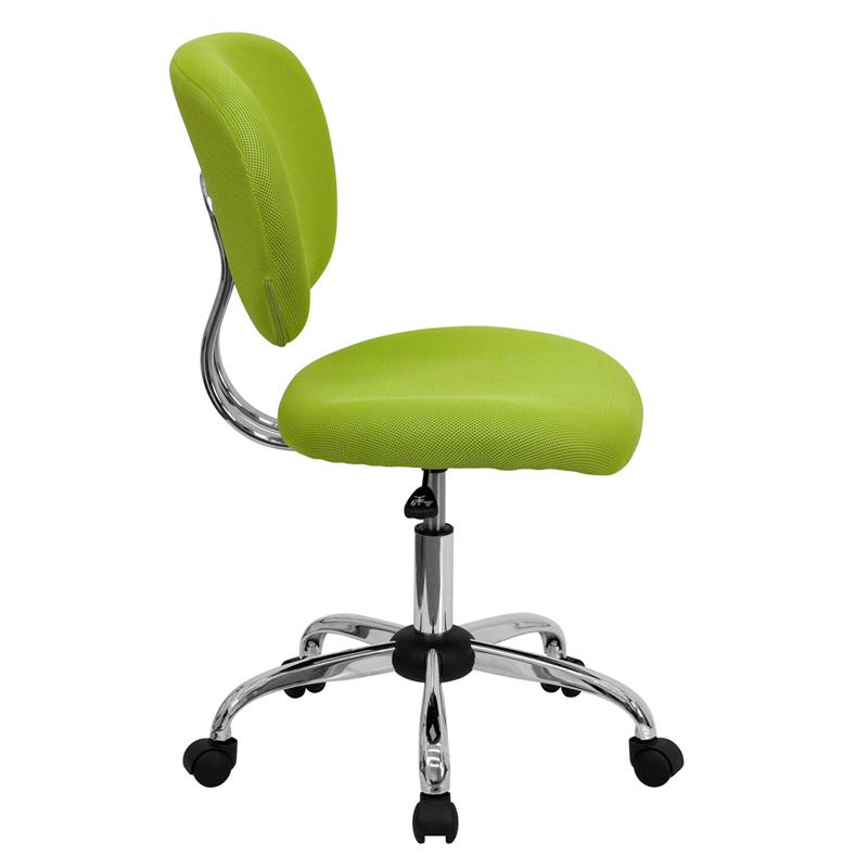 FLASH Beverly Mid Back Black Mesh Office Chair with Padded Seat, Swivel & Adjustable Height, Chrome Base & Arms - Ergonomic Desk Chair for Home & Office Workspace
