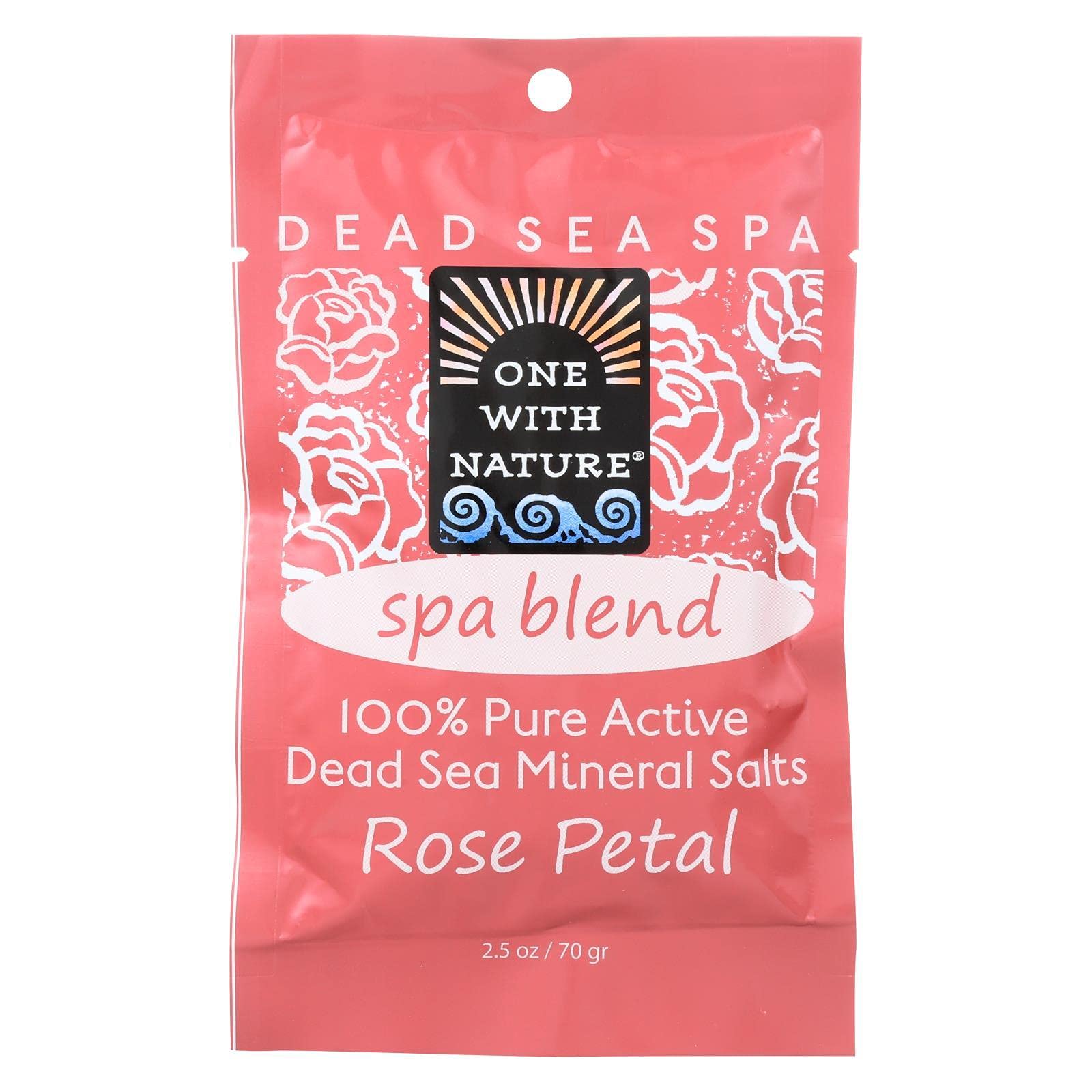 One With Nature Dead Sea Spa Blend Rose Petal Bath Salts 2.5oz - Relaxing & Moisturizing Bath Soak for Stress Relief & Skin Hydration - Perfect for Self-Care, Spa Nights & Gift Giving