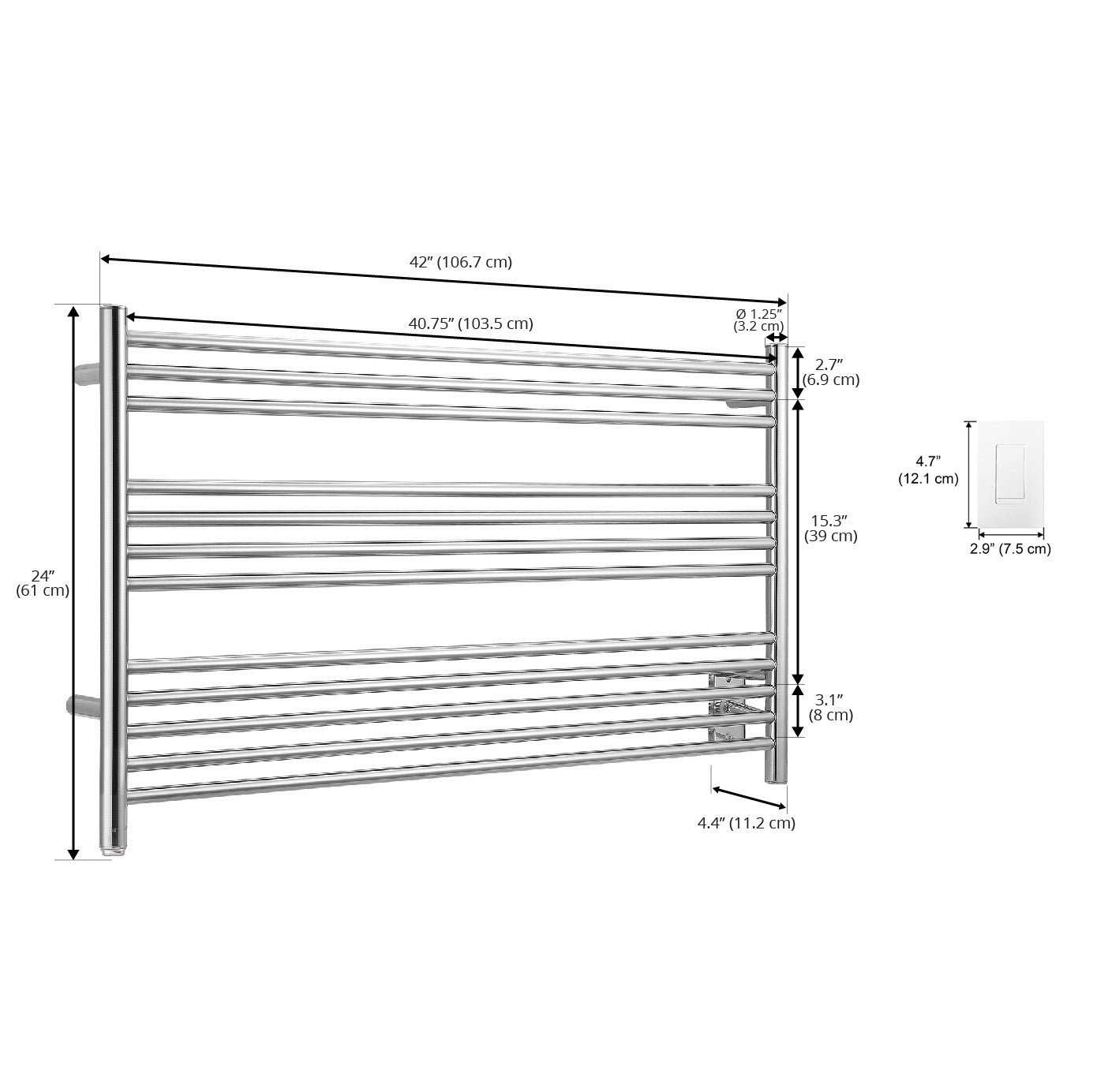 Ancona Amplia Dual 12 Bar Hardwired & Plug-in Chrome Towel Warmer with WiFi Timer - Perfect for Bathrooms, Spas & Luxury Homes