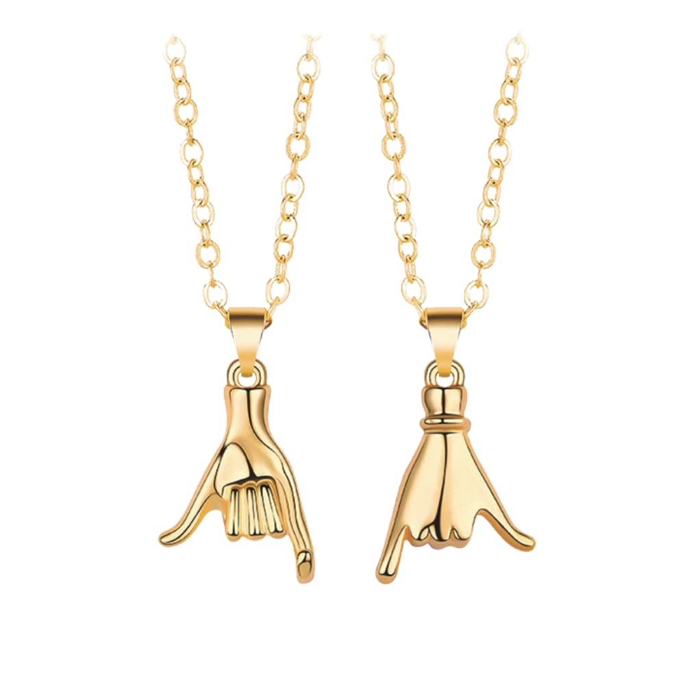 2Pcs Pinky Promise Matching Couple Necklaces - Best Friend BFF Necklace Set for Women & Men | Romantic Gift for Couples, Friendship Jewelry for Anniversaries & Valentine's Day