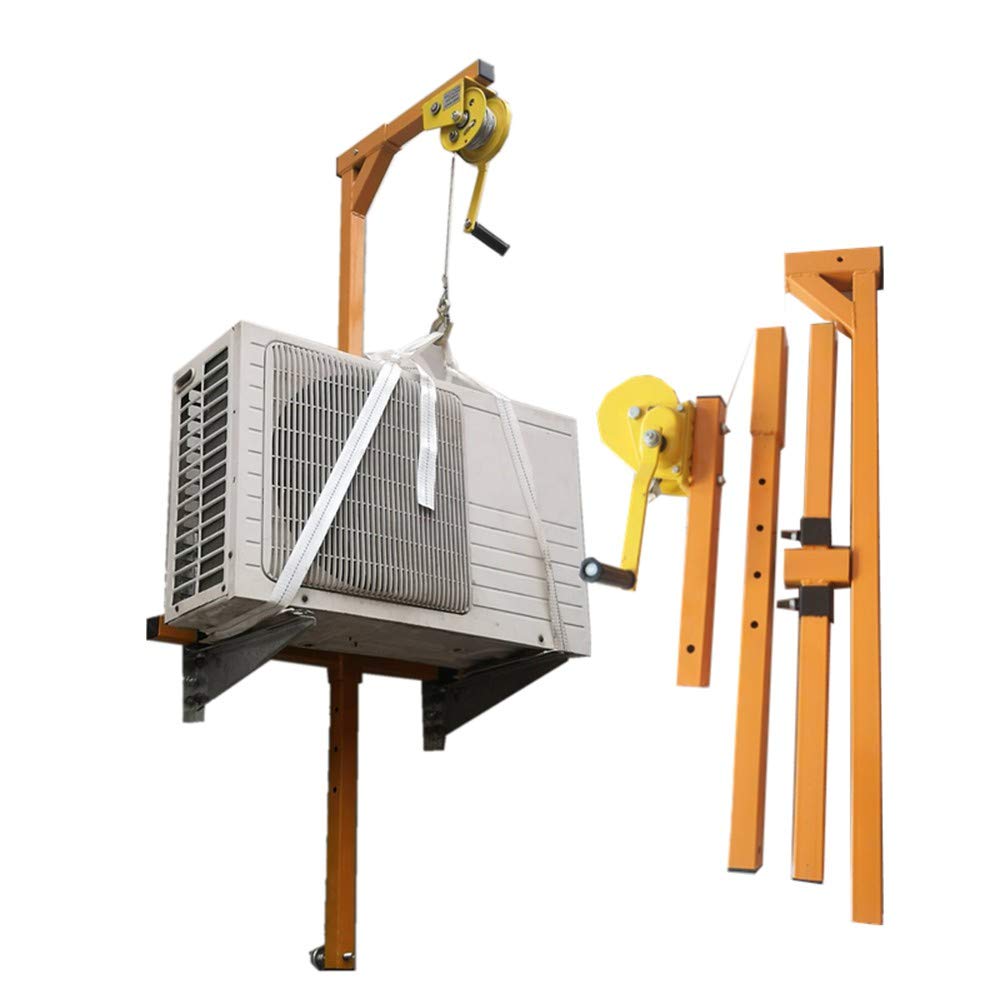 Heavy Duty Steel AC Exterior Installation Crane - Stainless Steel Air Conditioner Lifting Bracket & Bearing Tool for Outdoor Unit Mounting | Perfect for HVAC Technicians, Roof & Window Installations