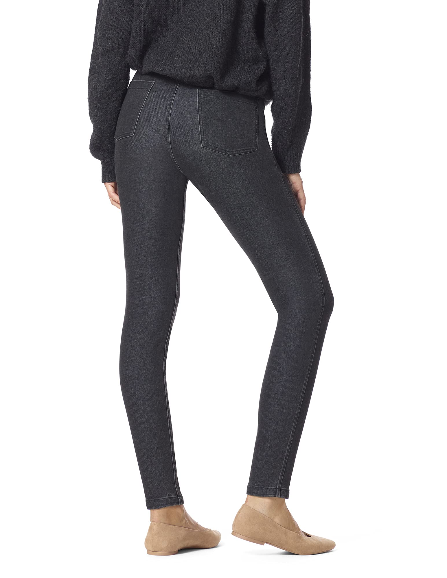 HUE Women's Reversible High Waist Denim Leggings - Stretchy Comfort Pants for Yoga, Workout & Casual Wear