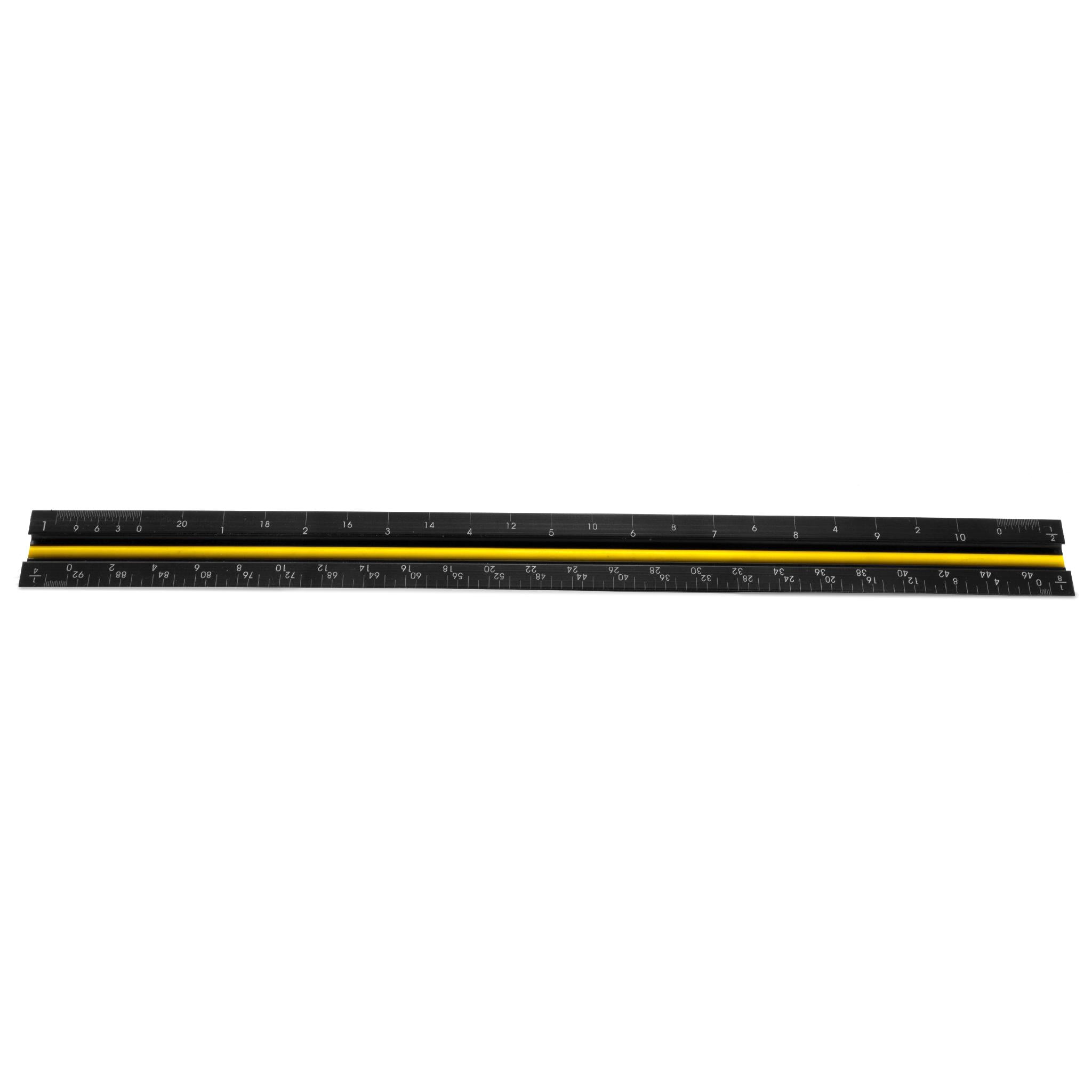 WEN ME333R 12 Inch Aluminum Triangular Architect Ruler with Laser Etched Imperial Scales - Perfect for Drafting, Engineering & Technical Drawing