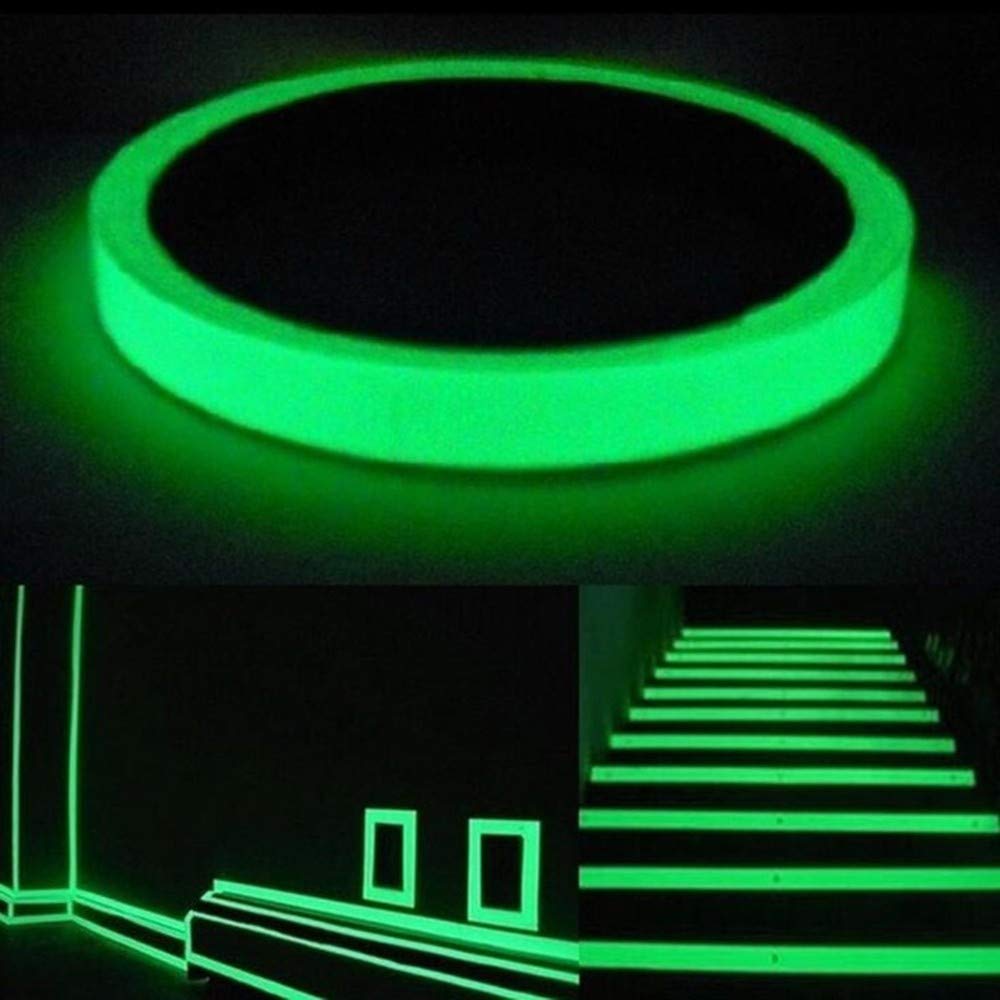 Dockomo Glow in The Dark Tape - Self-Adhesive Luminous Safety Warning Tape for Home, Stage, Stairs & Emergency Exit Marking - Perfect for Nighttime Visibility and Hazard Prevention