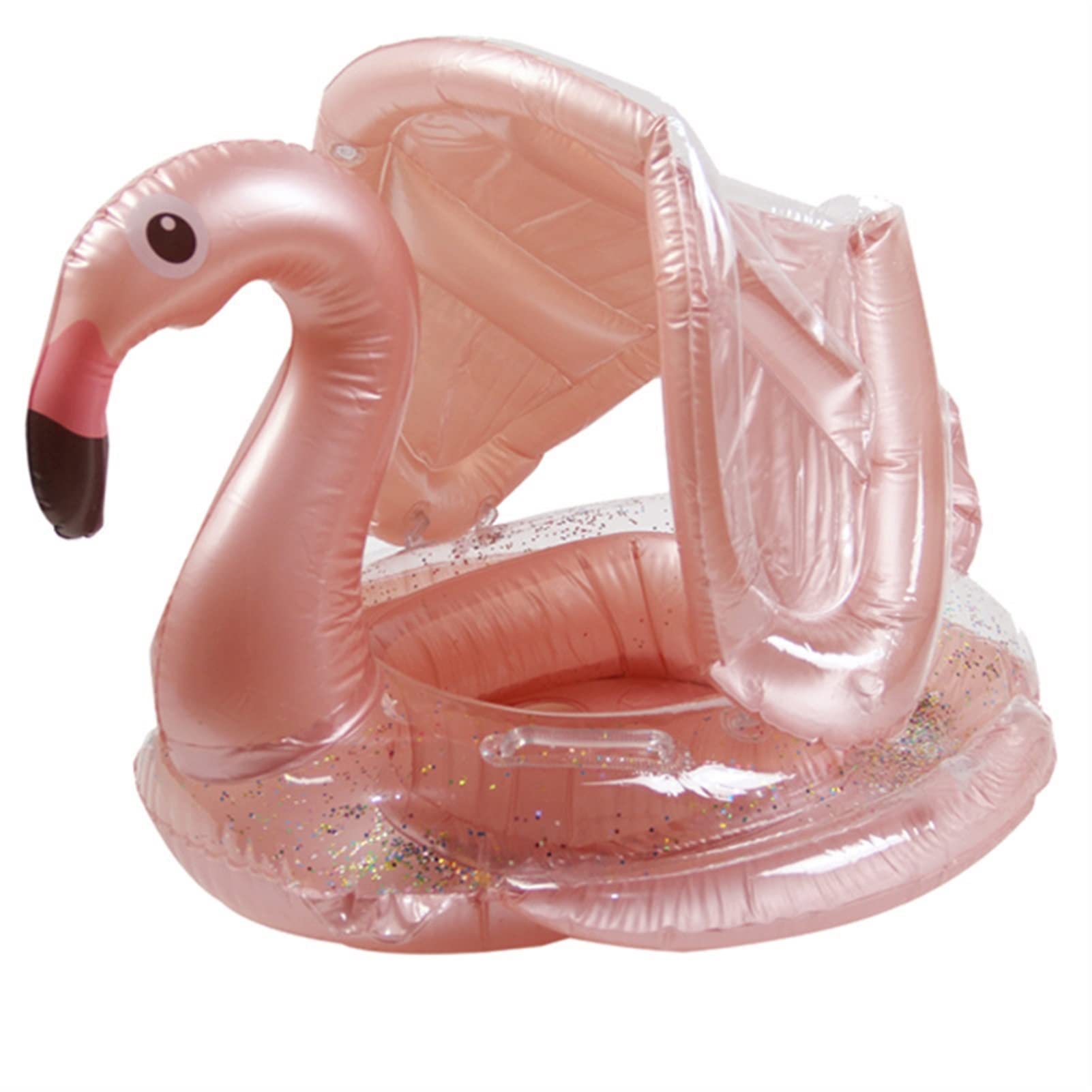 **Upgraded Inflatable Baby Swim Float with Canopy - Unicorn & Rose Gold Flamingo Design for Infants 8-48 Months - Perfect for Pool, Beach & Summer Water Play**