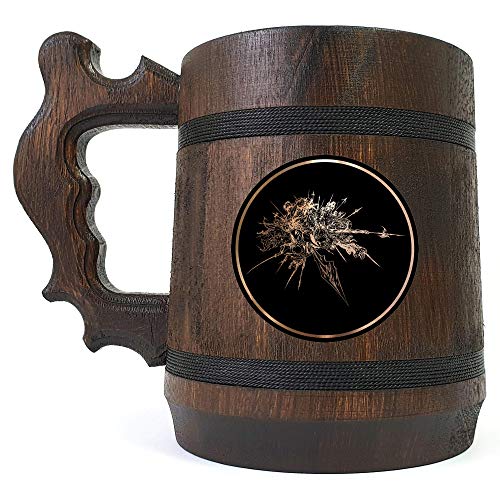 FF XIV Stein & Wooden Beer Mug - Custom Engraved Gaming Gift for Gamer, Boyfriend & Groomsmen | Perfect for Game Nights, Weddings & Special Occasions