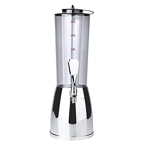 2.5L Beer Dispenser Tower with Ice Tube - Stainless Steel Drink Dispenser for Beer, Wine, Juice & Water - Perfect for Home Bars, Parties & Outdoor Events