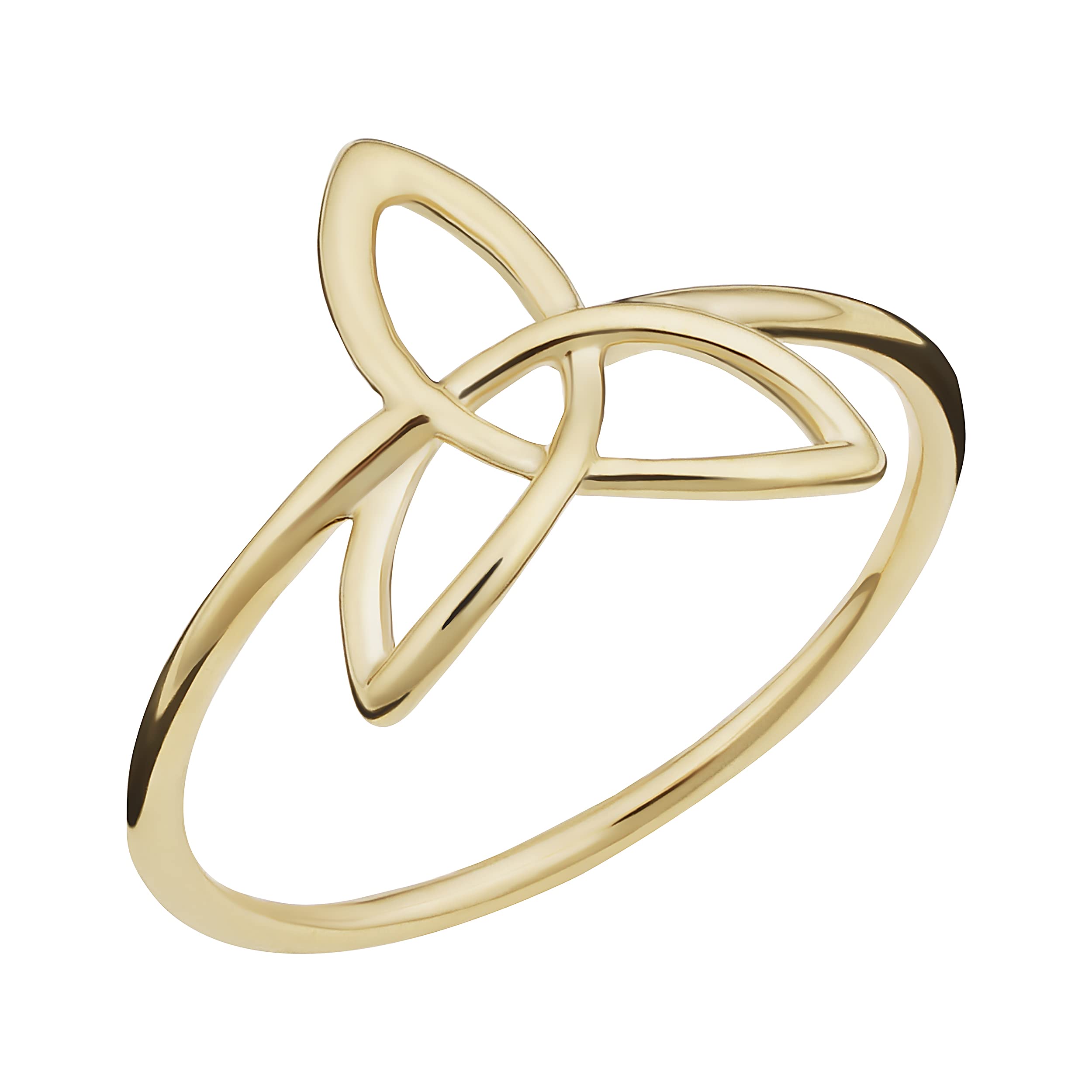 14K Yellow Gold Celtic Trinity Knot Ring for Women - Elegant Irish Jewelry, Symbol of Love & Friendship - Perfect for Gifts, Weddings & Special Occasions