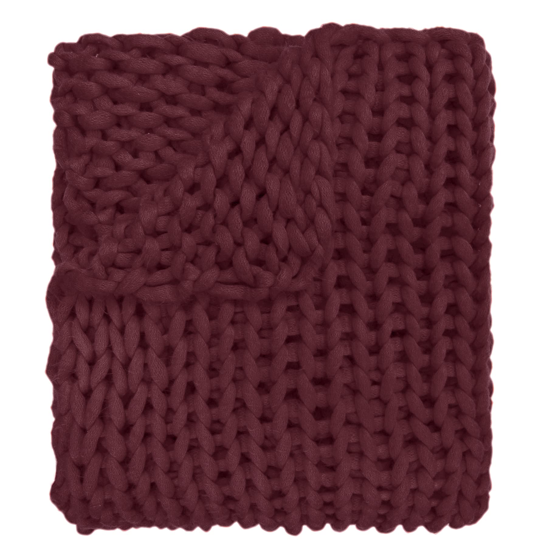 Donna Sharp Throw Blanket - Chunky Knit Merlot Contemporary Decorative Blanket with Oversized Loop Pattern | Soft & Cozy for Living Room, Bedroom, or Gift