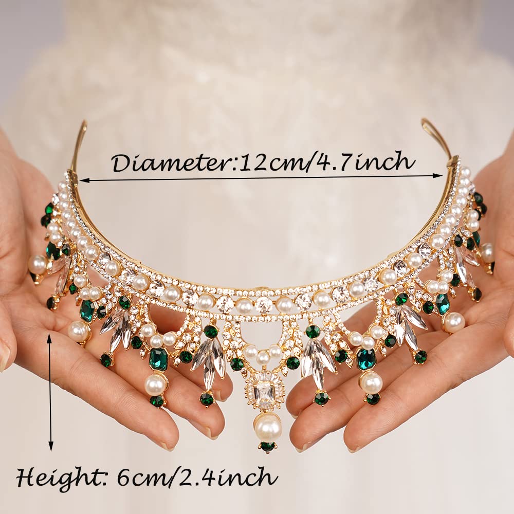 JWICOS Crystal Pearl Tiara Crown for Women & Girls - Elegant Bridal Wedding Headband, Prom Pageant Hair Accessories - Perfect for Brides, Princess Parties, and Special Occasions