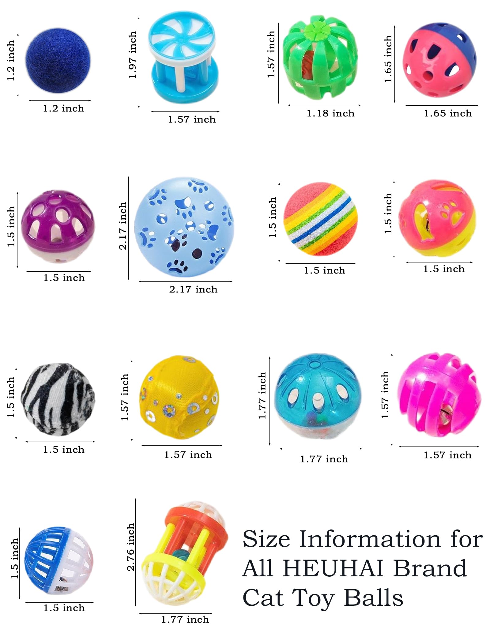 19 Piece Cat Toys Pack - 5 Bell Balls, 10 Plush Balls, 4 Spring Toys - Interactive Kitten Toys for Indoor Cats - Perfect for Playtime, Exercise & Bonding with Your Feline Friend