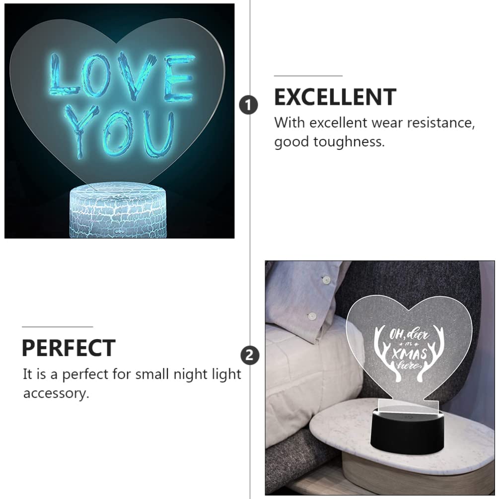 5Pcs Clear Acrylic Light Plates for LED Signs - Heart Shaped Transparent Cast Boards with Neon Marker Lights - Perfect for DIY Home Decor, Wedding Centerpieces, and Cafe Signage