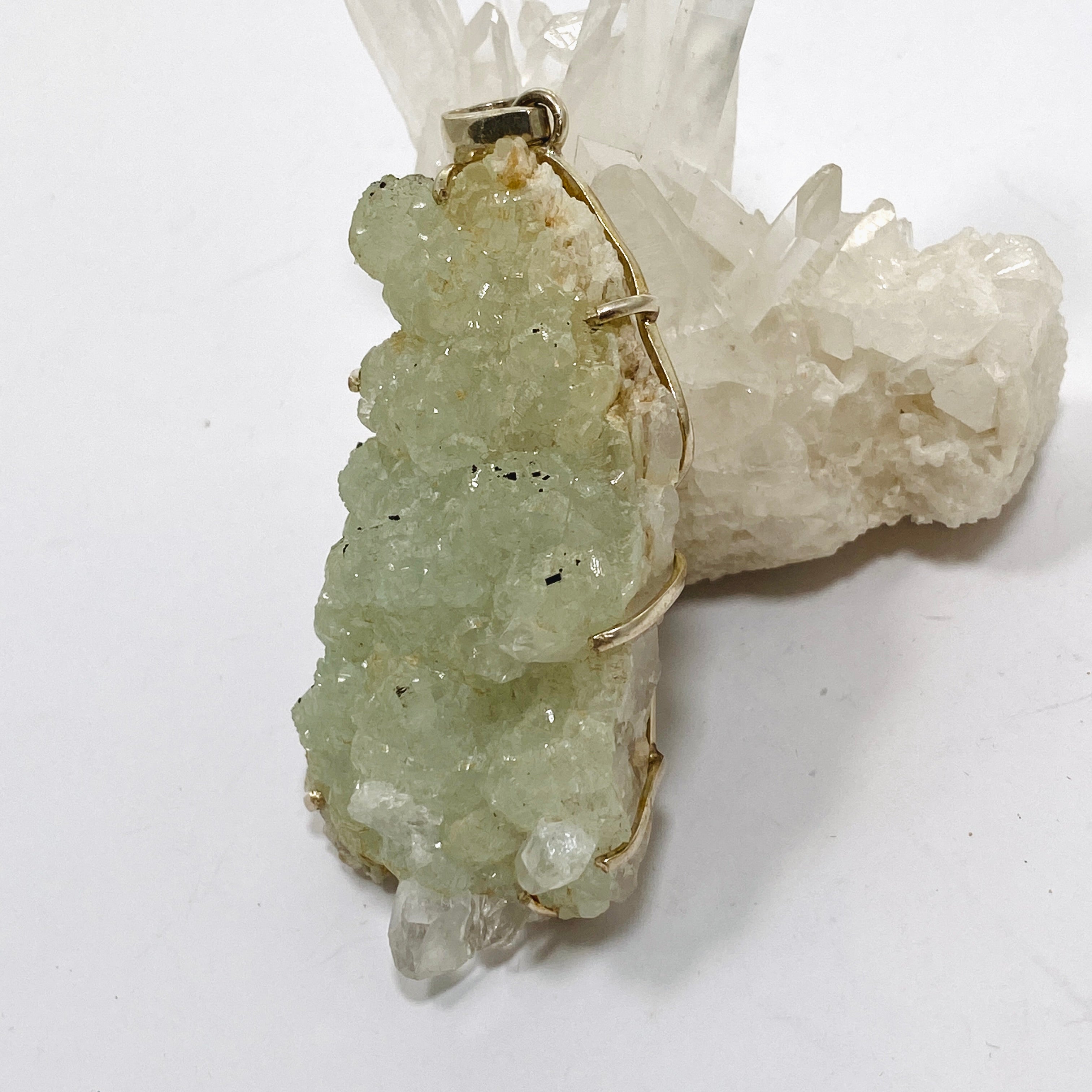Natural Prehnite Raw Crystal Pendant Necklace - Healing Stone Jewelry for Women - Spiritual Energy & Chakra Balancing - Perfect for Meditation, Yoga & Gift Giving