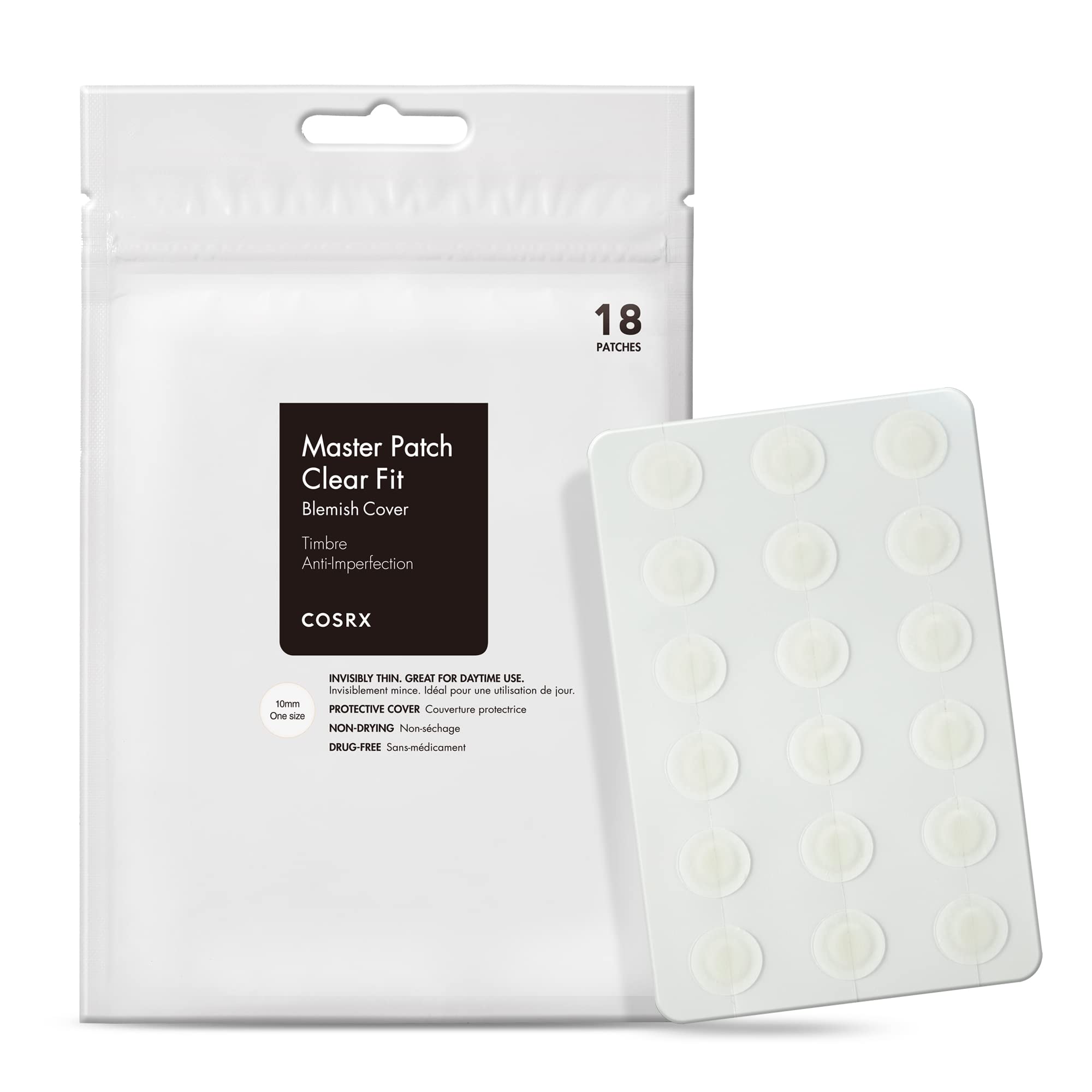 COSRX Master Pimple Patch Clear Fit - 18 Hydrocolloid Acne Patches for Blemish, Zit & Spot Treatment | Fast Healing Pimple Patches for Face | Perfect for Overnight Use & On-the-Go Skincare