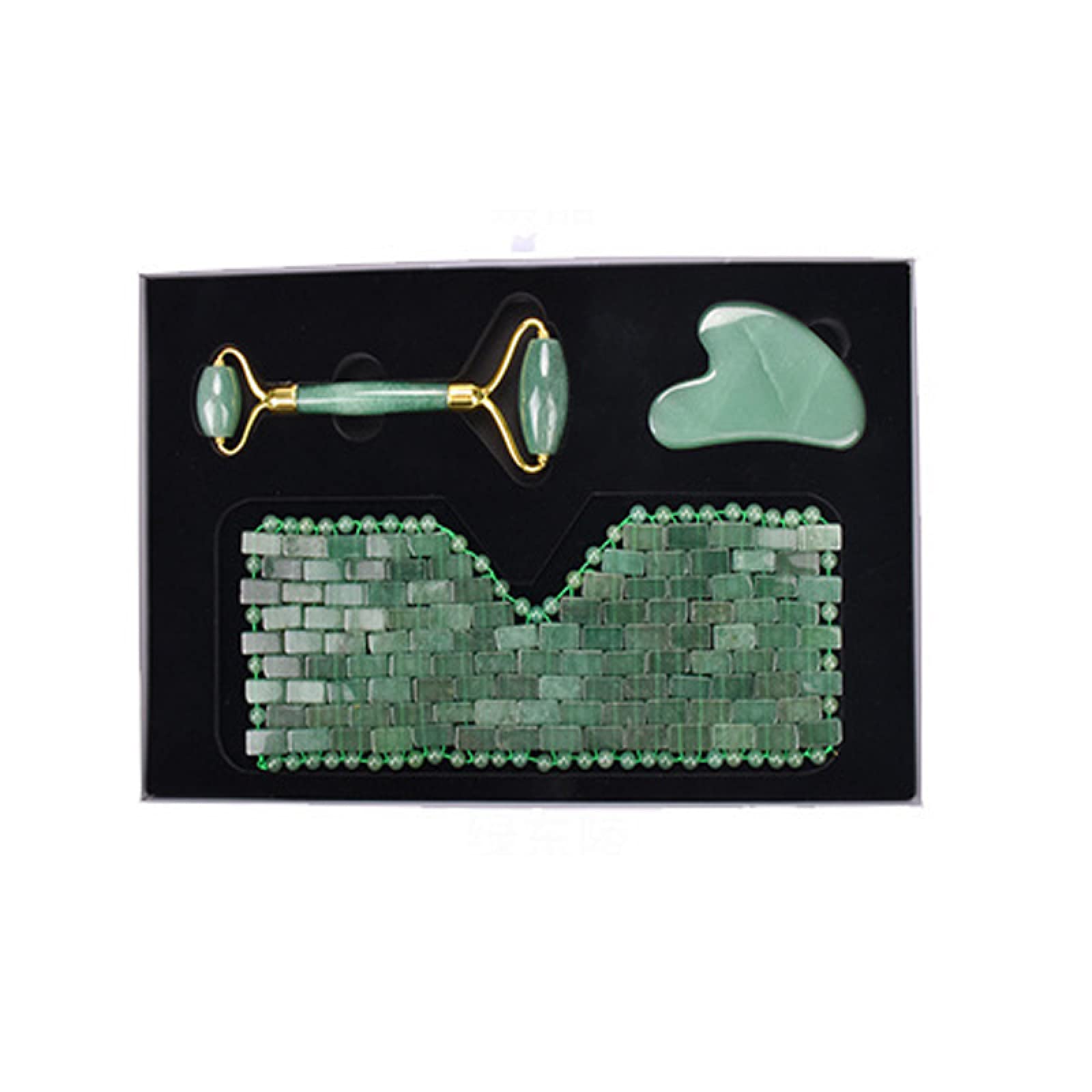 Natural Rose Quartz Jade Eye Mask & Gua Sha Set - Cold Face Massage Roller for Relaxation, Puffiness Relief & Skincare - Perfect Gift with Box (Type 6) | Spa, Self-Care & Beauty Routine Essential