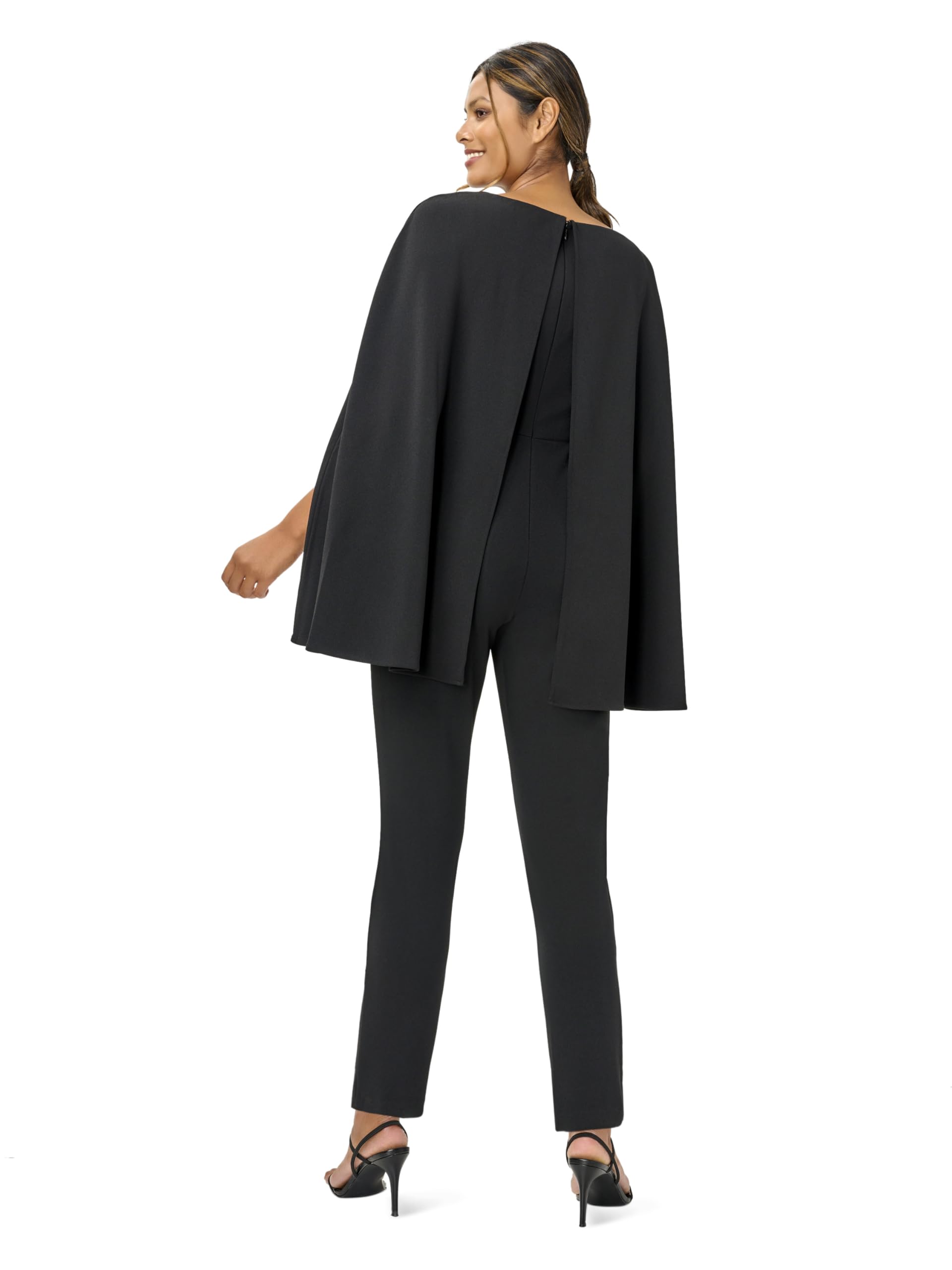 Adrianna Papell Women's Knit Crepe Cape Jumpsuit - Elegant One-Piece Outfit for Evening Parties, Weddings & Special Occasions