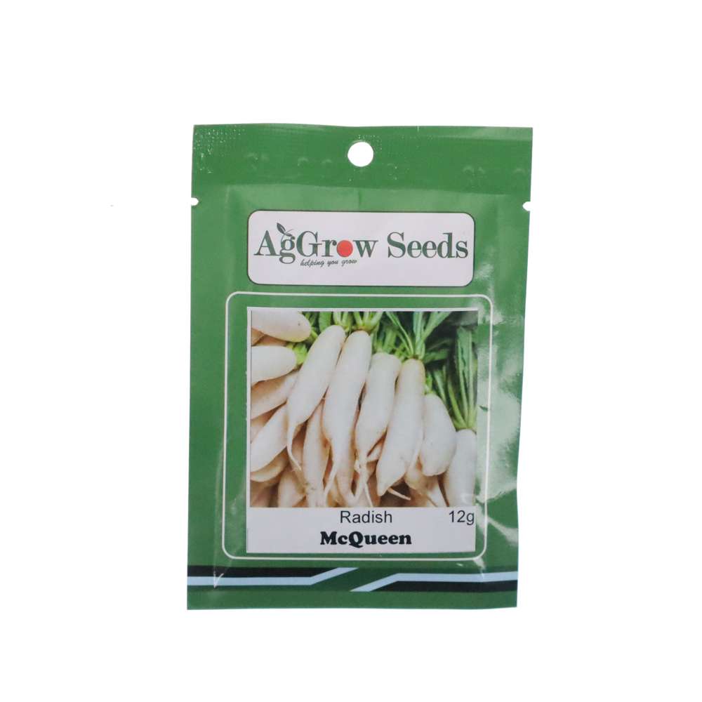 AgGrow Radish Seeds - McQueen Variety - 10g Packet - Fast Growing, High Yield Radish Seeds for Home Gardening, Urban Farming & Fresh Salads
