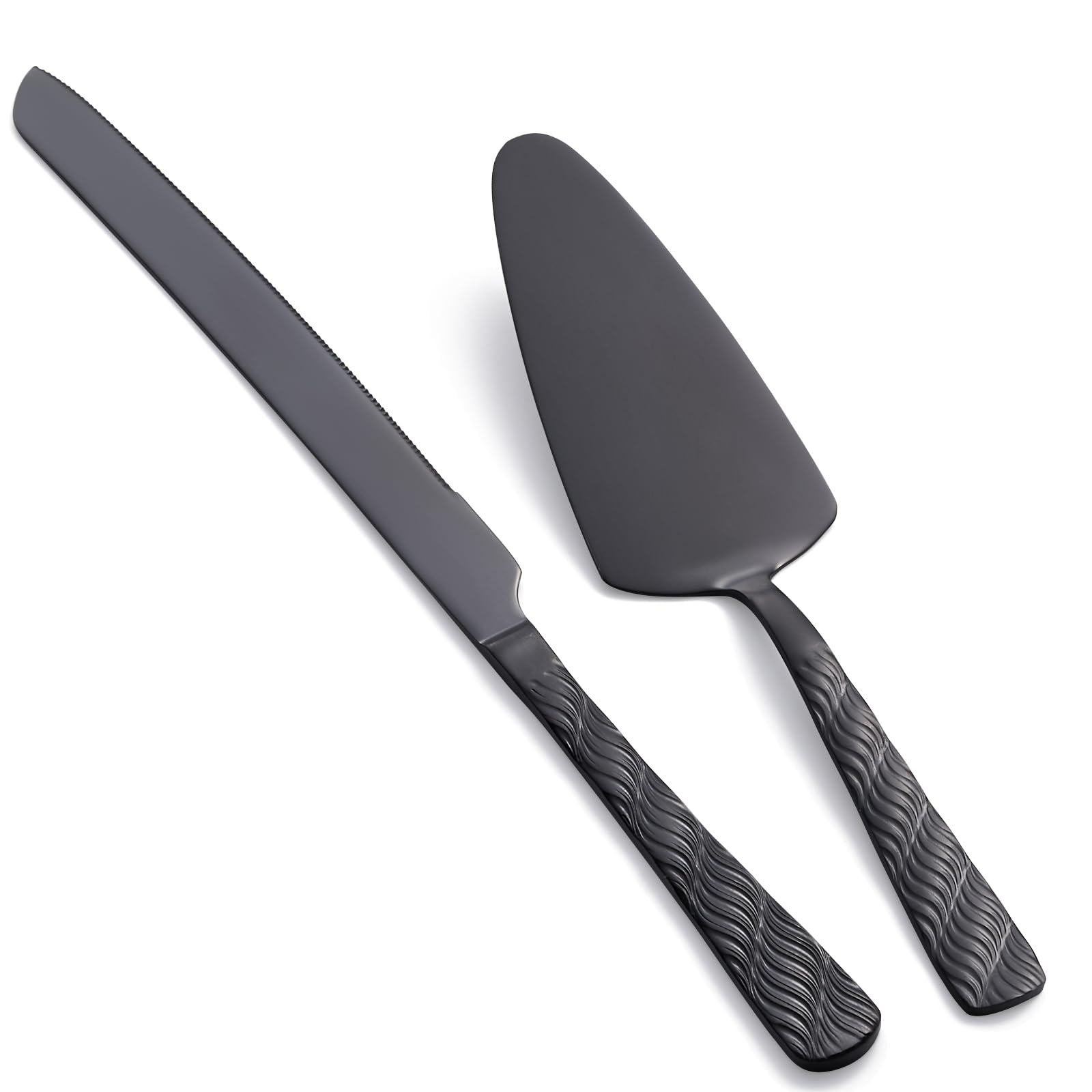 Premium Black Cake Cutting Set - Stainless Steel Cake Knife & Server for Weddings, Birthdays, Parties | Elegant Cake Pie Cutter for Special Occasions & Celebrations | Perfect for Wedding Cakes, Birthday Parties & Dessert Tables