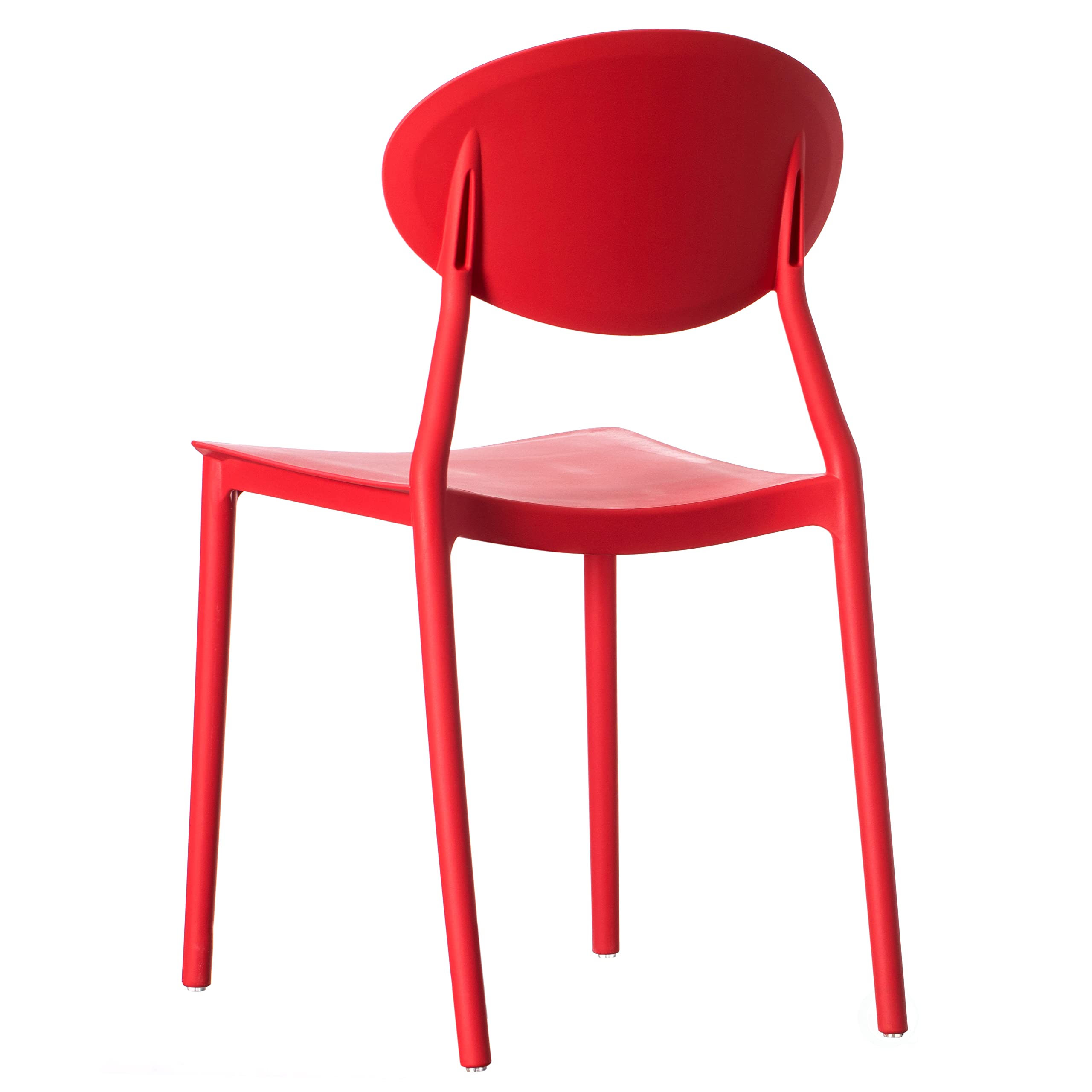 Fabulaxe 4-Piece Red Modern Plastic Outdoor Dining Chairs with Open Oval Back Design - Patio, Garden, Poolside & Backyard Furniture for Comfortable Outdoor Dining & Relaxing