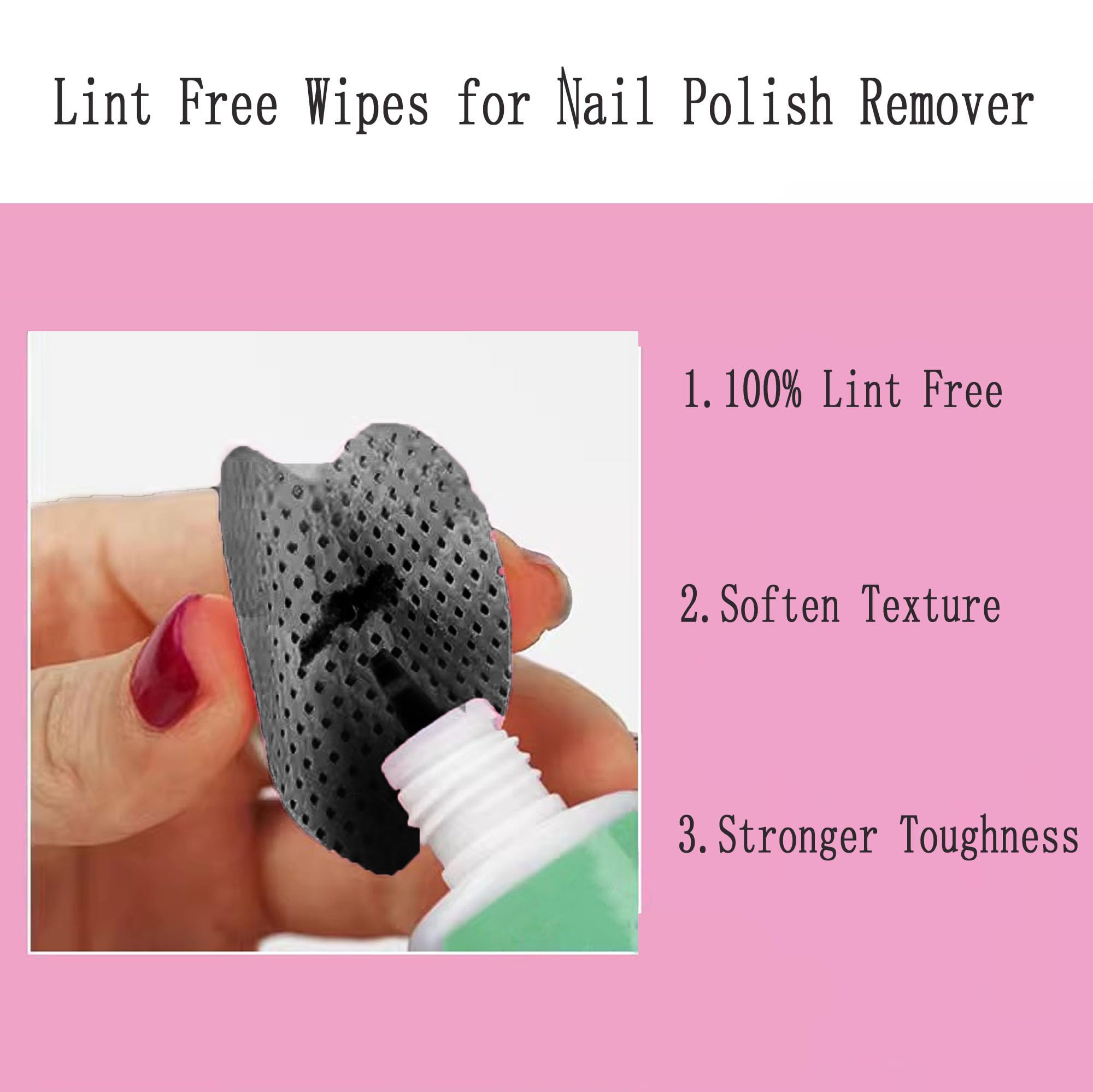 1000 PCS Black Lint-Free Nail Wipes - Premium Nail Polish & Lash Glue Remover Wipes for Eyelash Extensions, Gel Manicures & Beauty Salon Supplies | Perfect for Professional Nail Techs, Lash Artists & At-Home Use